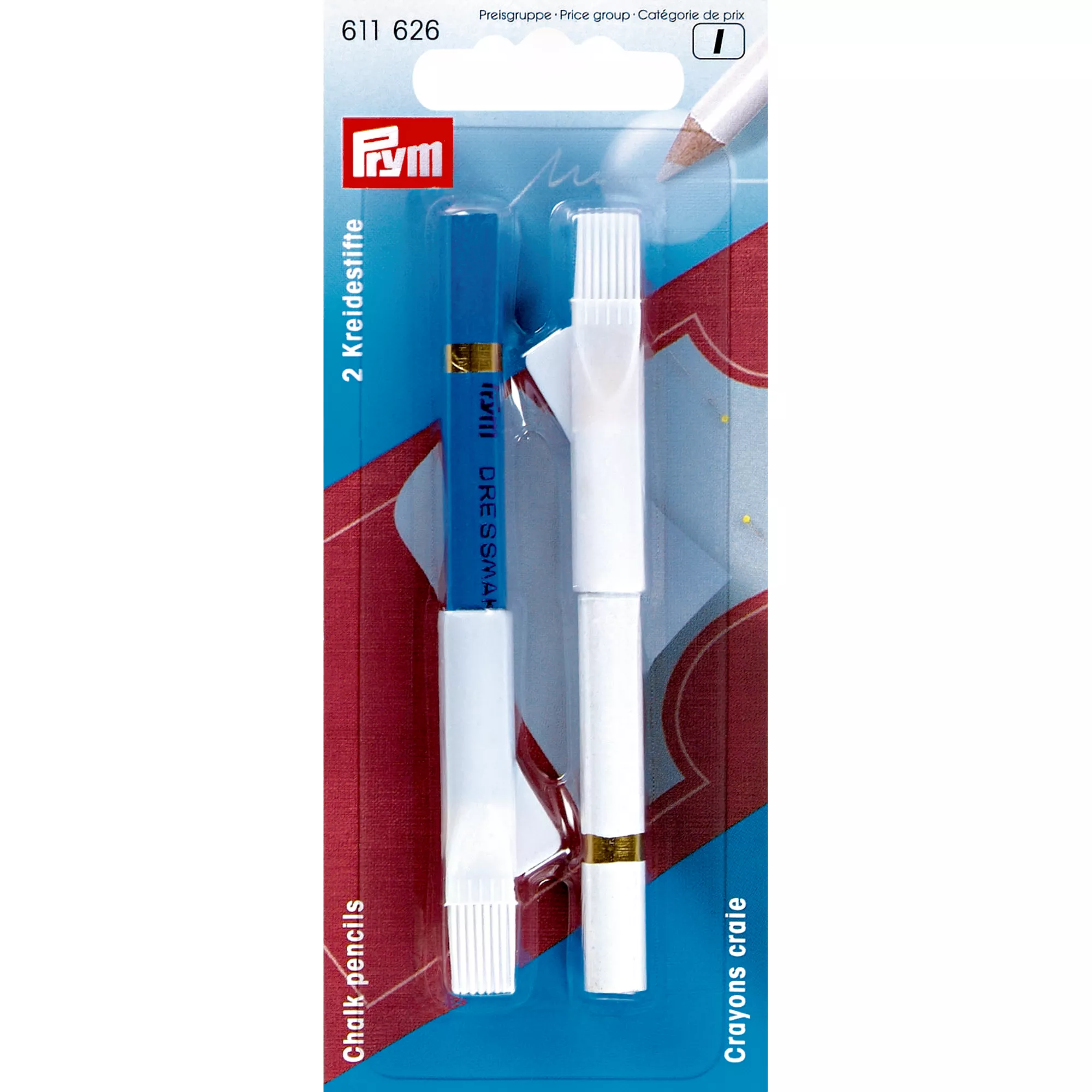 Chalk pencils and brush, white/blue