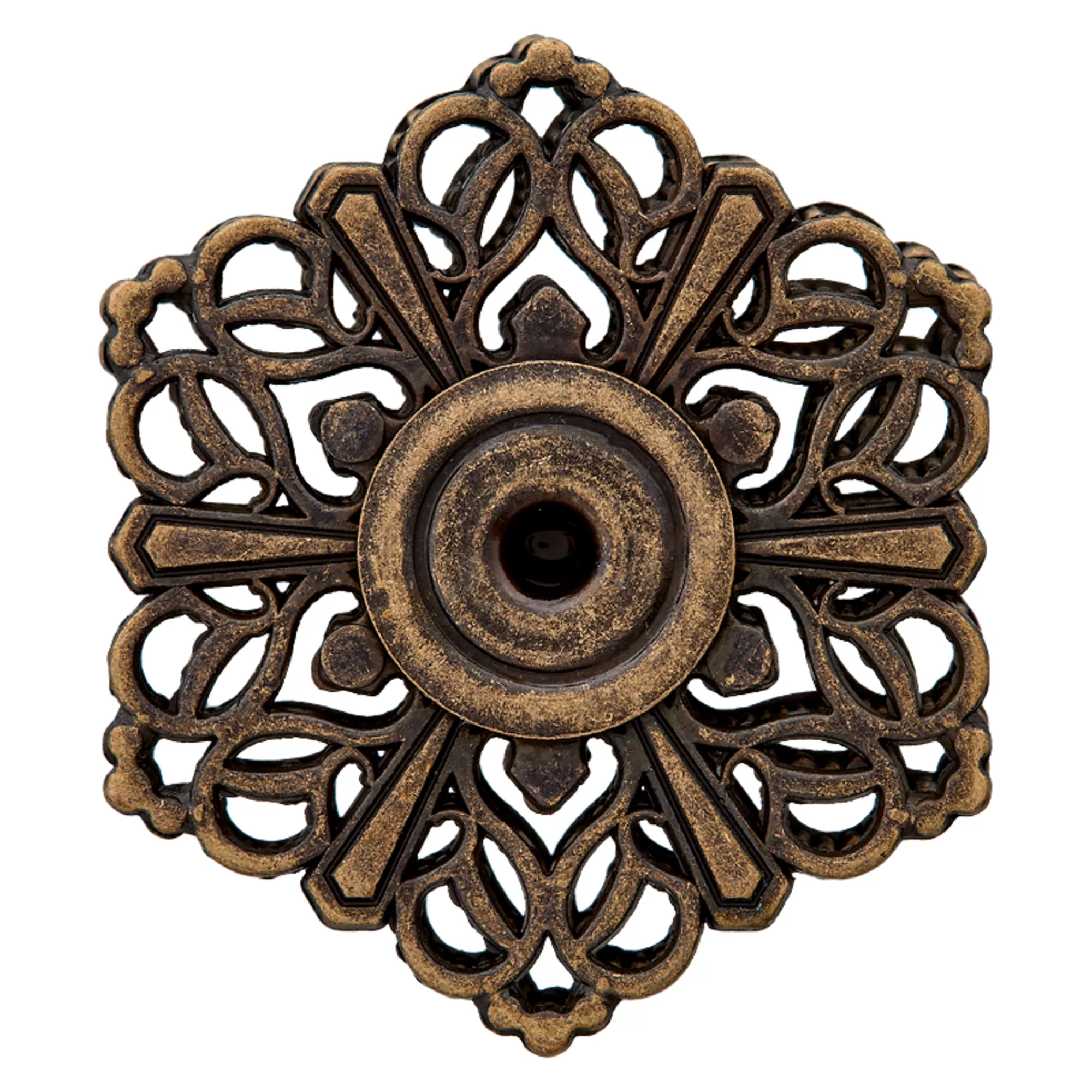 Sew-on snap fastener, Floral, 32mm, antique brass