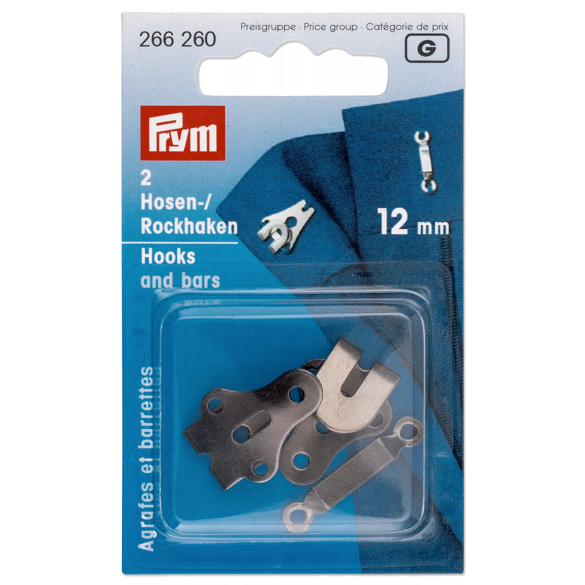 Trouser hooks and bars, 12mm, black
