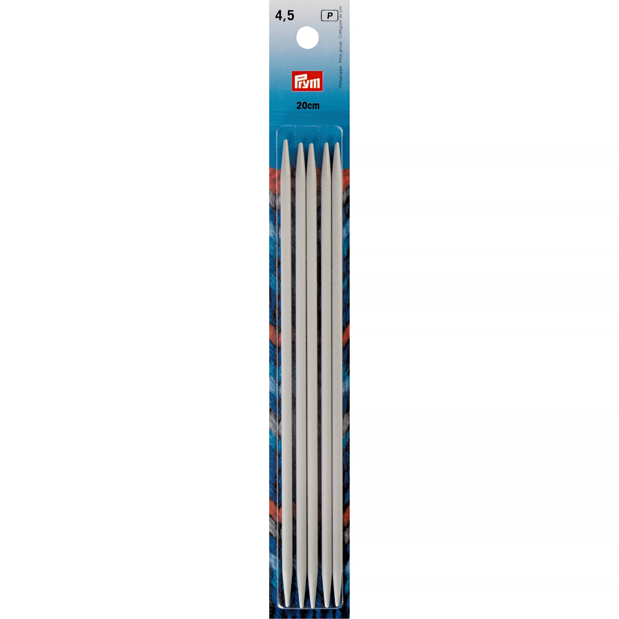 Double-pointed knitting needles, 20cm, 4.50mm, pearl grey