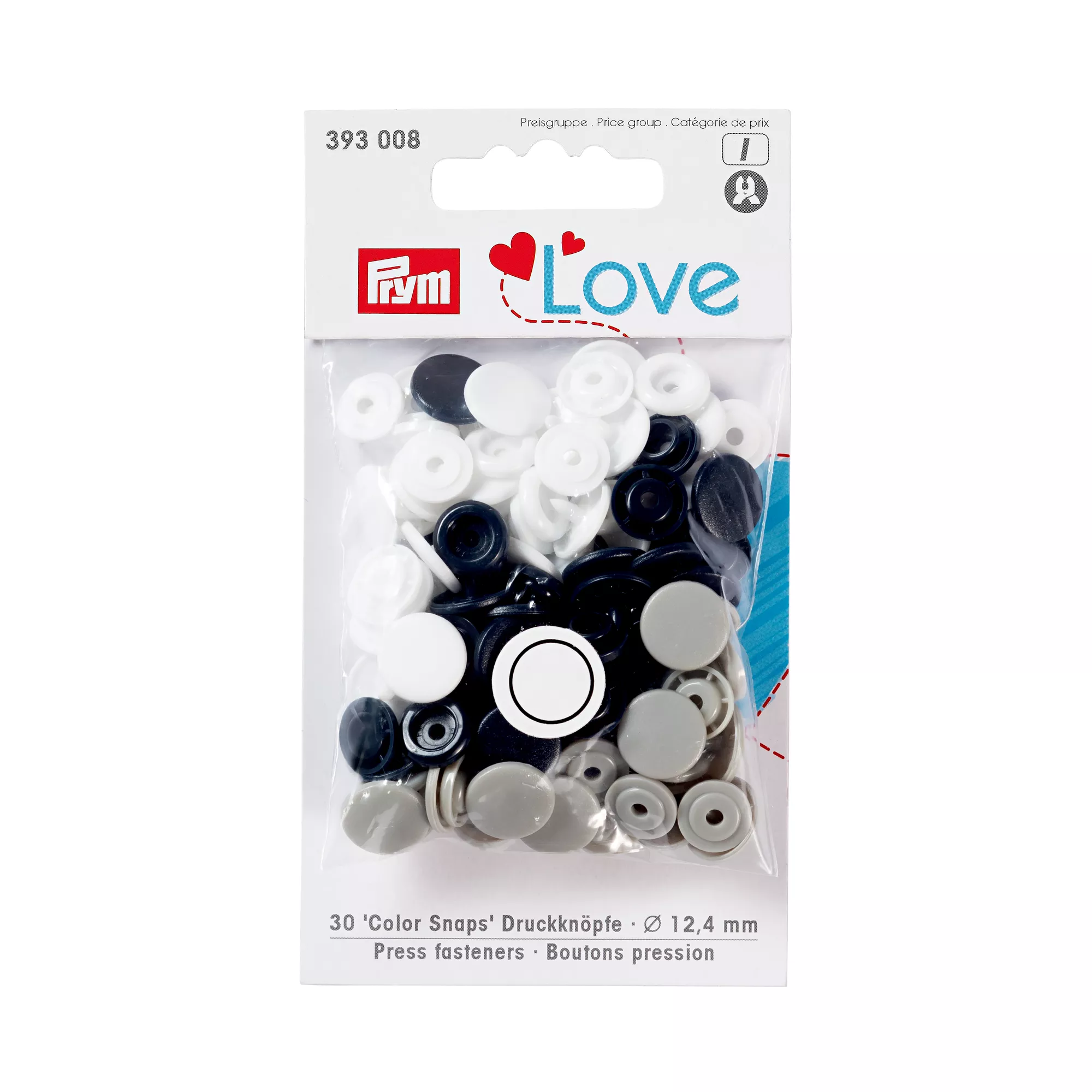 Color snap fastener, Prym Love, 12.4 mm, navy blue/grey/white