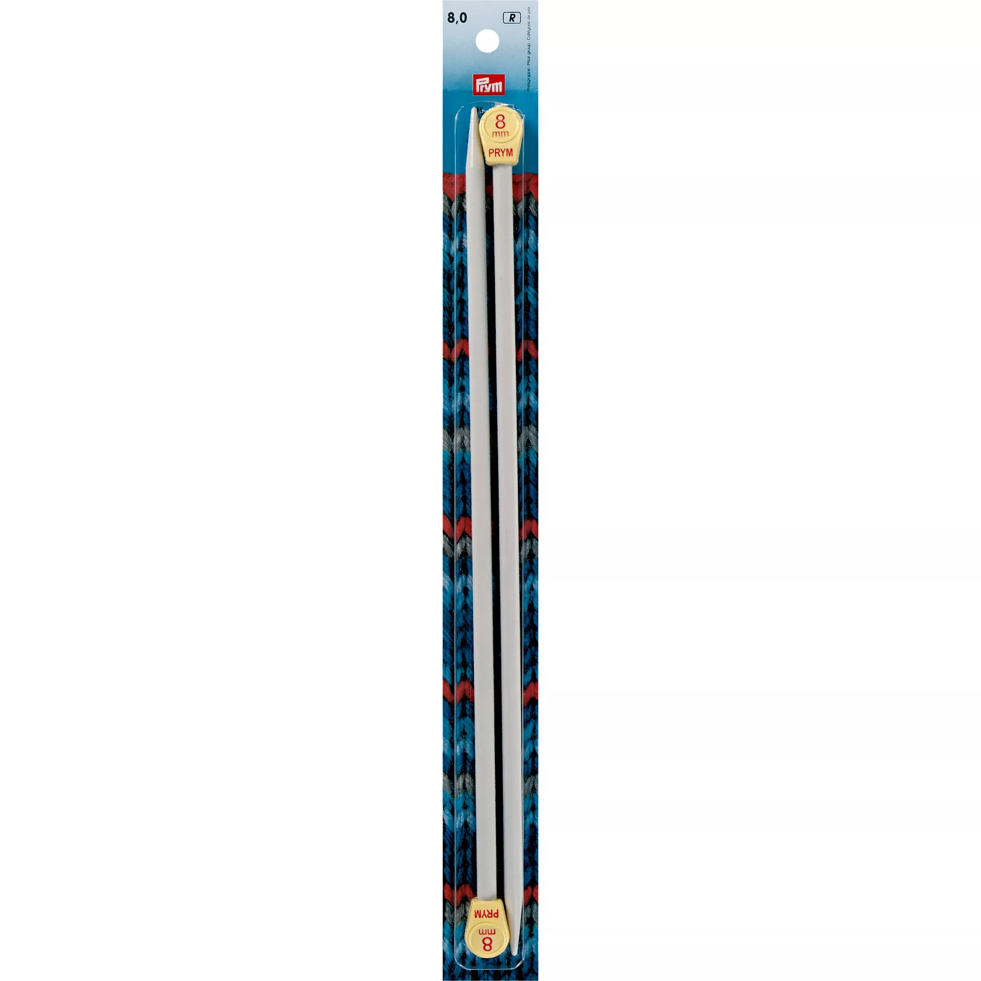Single-pointed knitting needles, plastic, 35cm, 8.00mm, grey