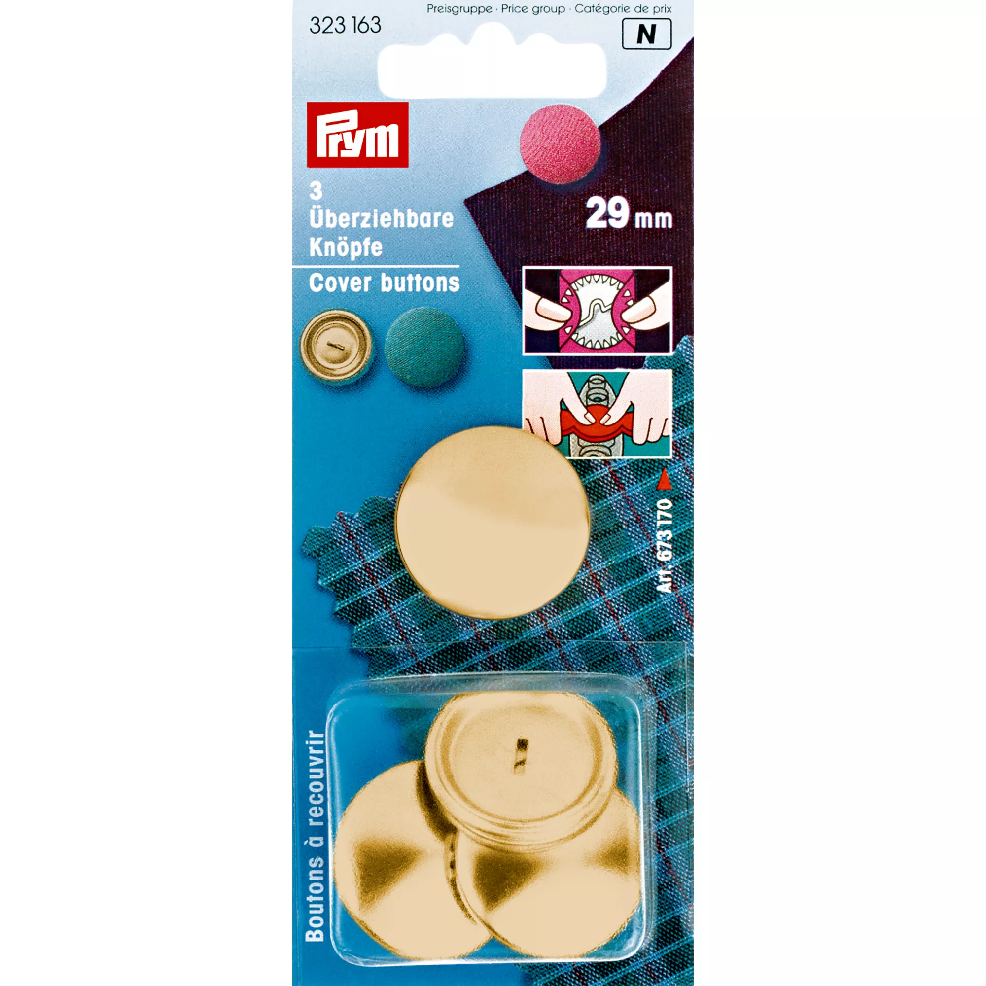 Botones revestibles, 29mm, dorado
