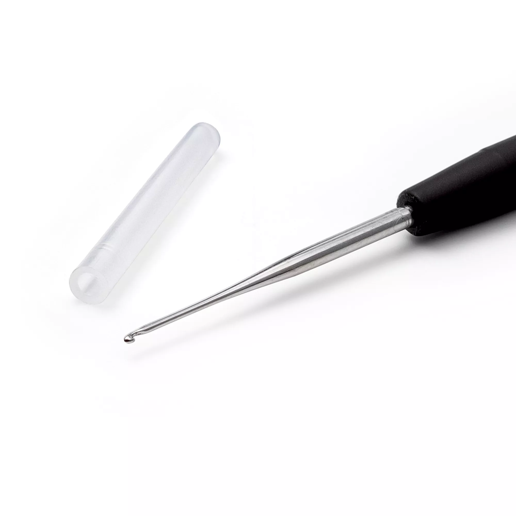 Crochet hook, Record, soft-grip,0.75mm, silver-coloured
