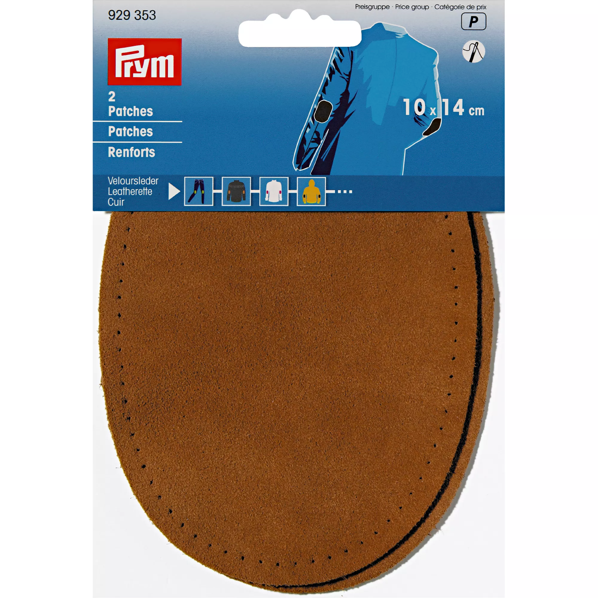 Patches suede, sew-on, 10 x 14cm, camel