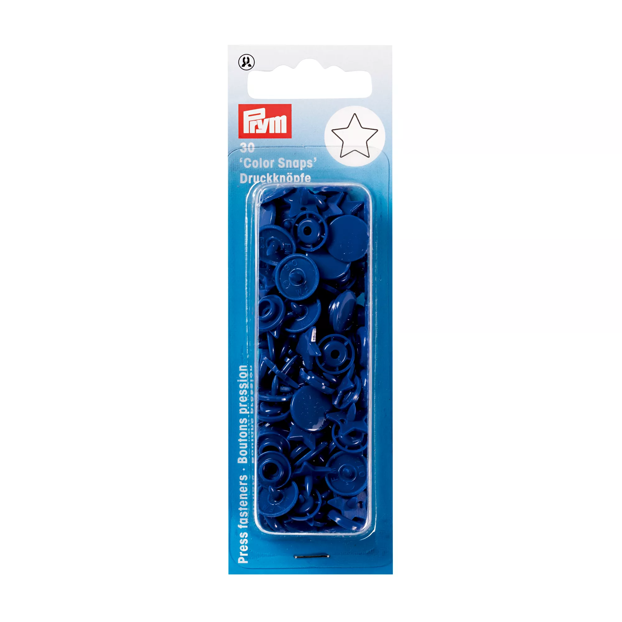 Non-sew press fasteners, Colour Snaps, Star, royal blue