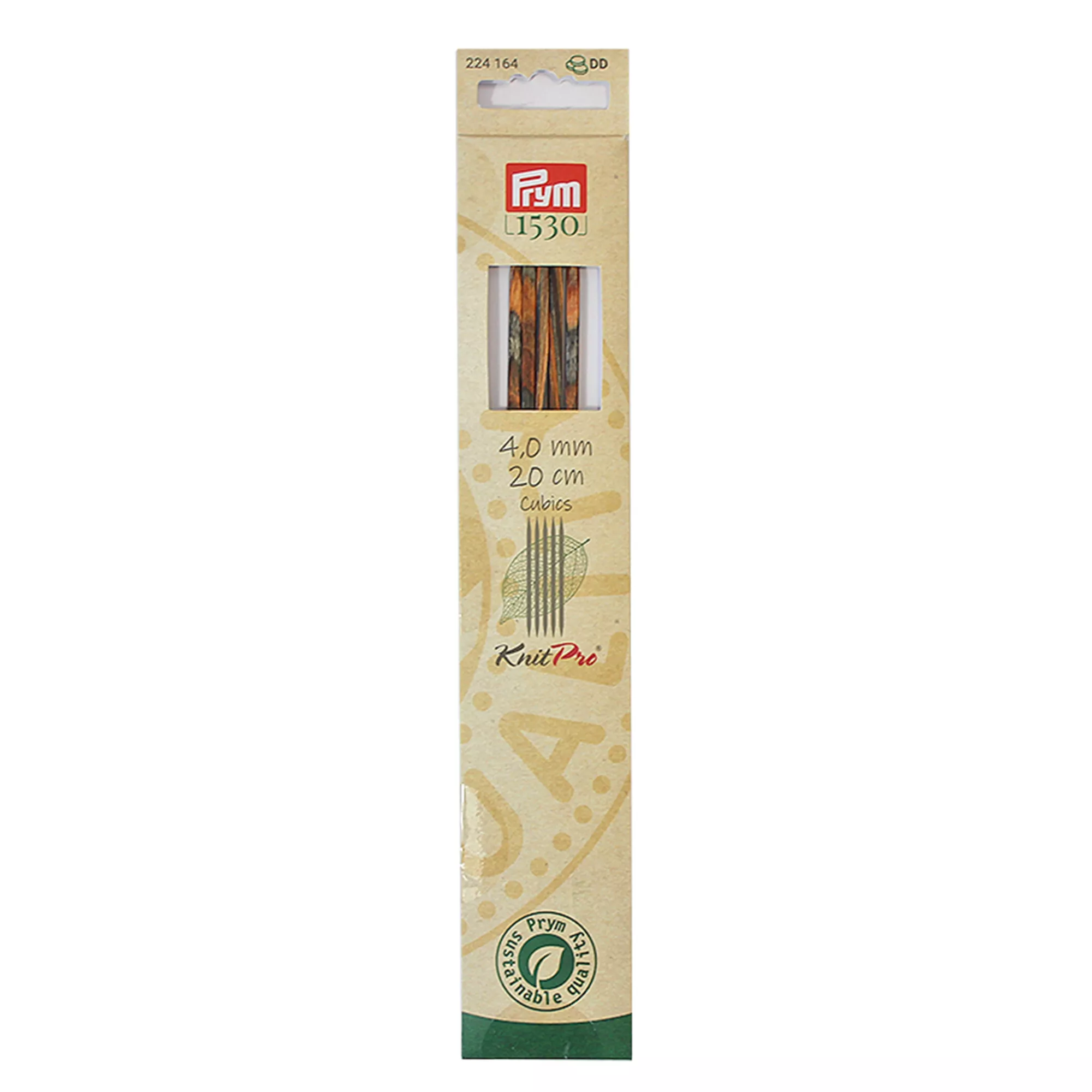 Double-pointed knitting needles, natural, CUBICS, 20cm, 4.00mm