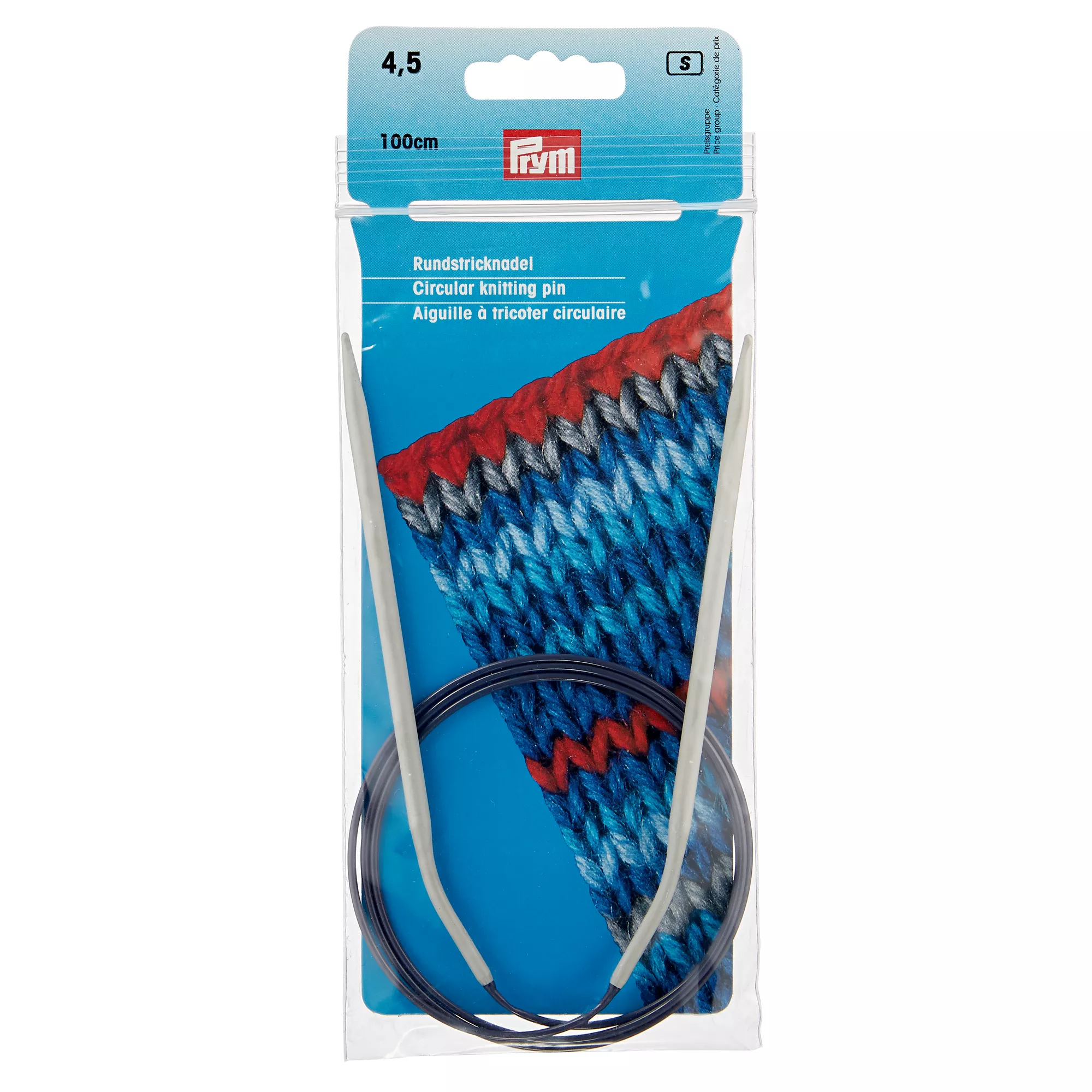 Circular knitting needles, aluminium, 100cm, 4.50mm, grey