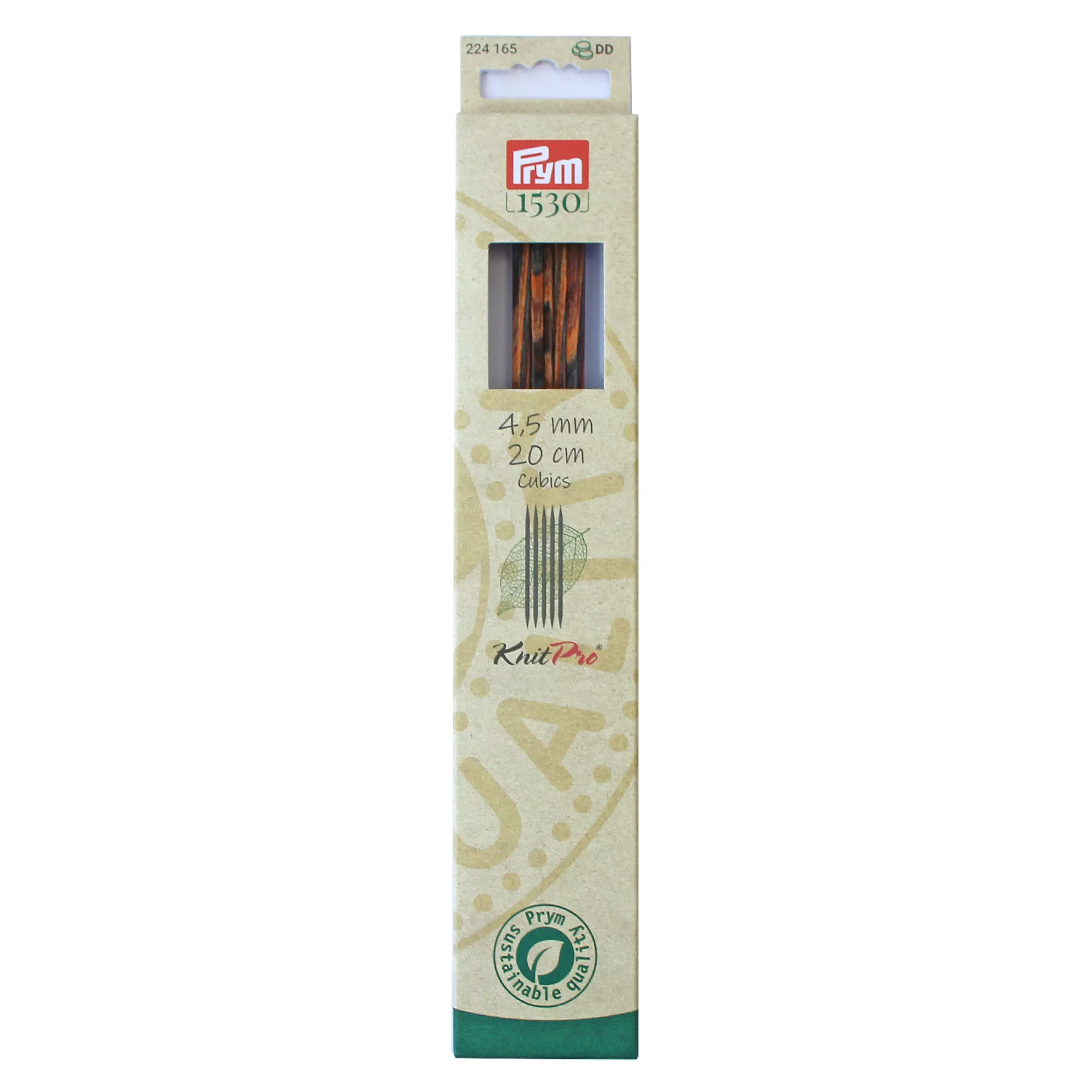 Double-pointed knitting needles, natural, CUBICS, 20cm, 4.50mm