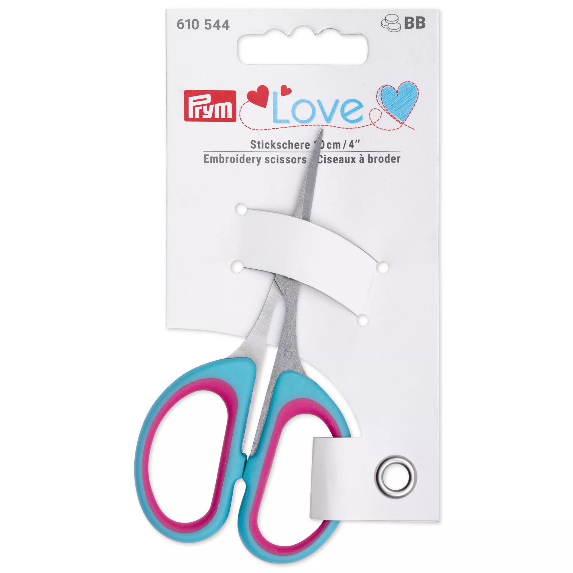 Embroidery scissors Prym Love, 10 cm, mint/pink