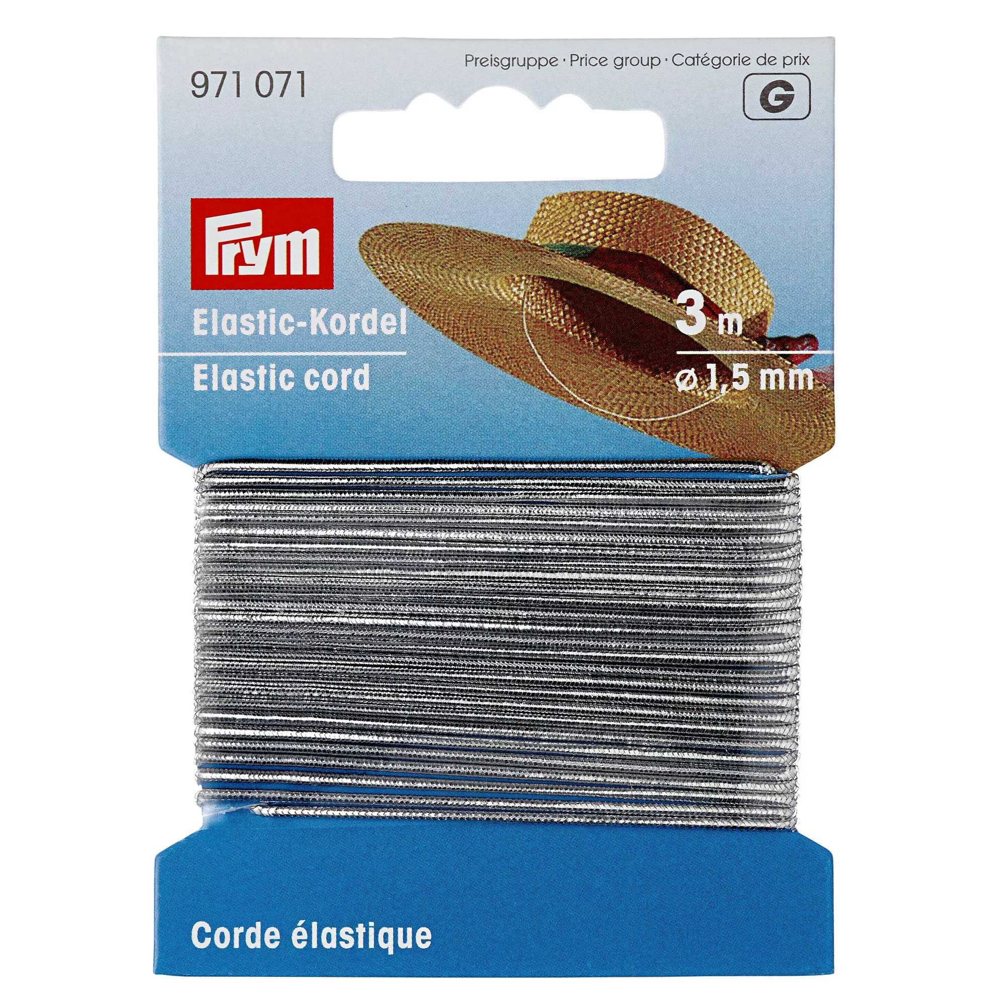 Cordoncino elastico, 1,5mm, argento, 3m