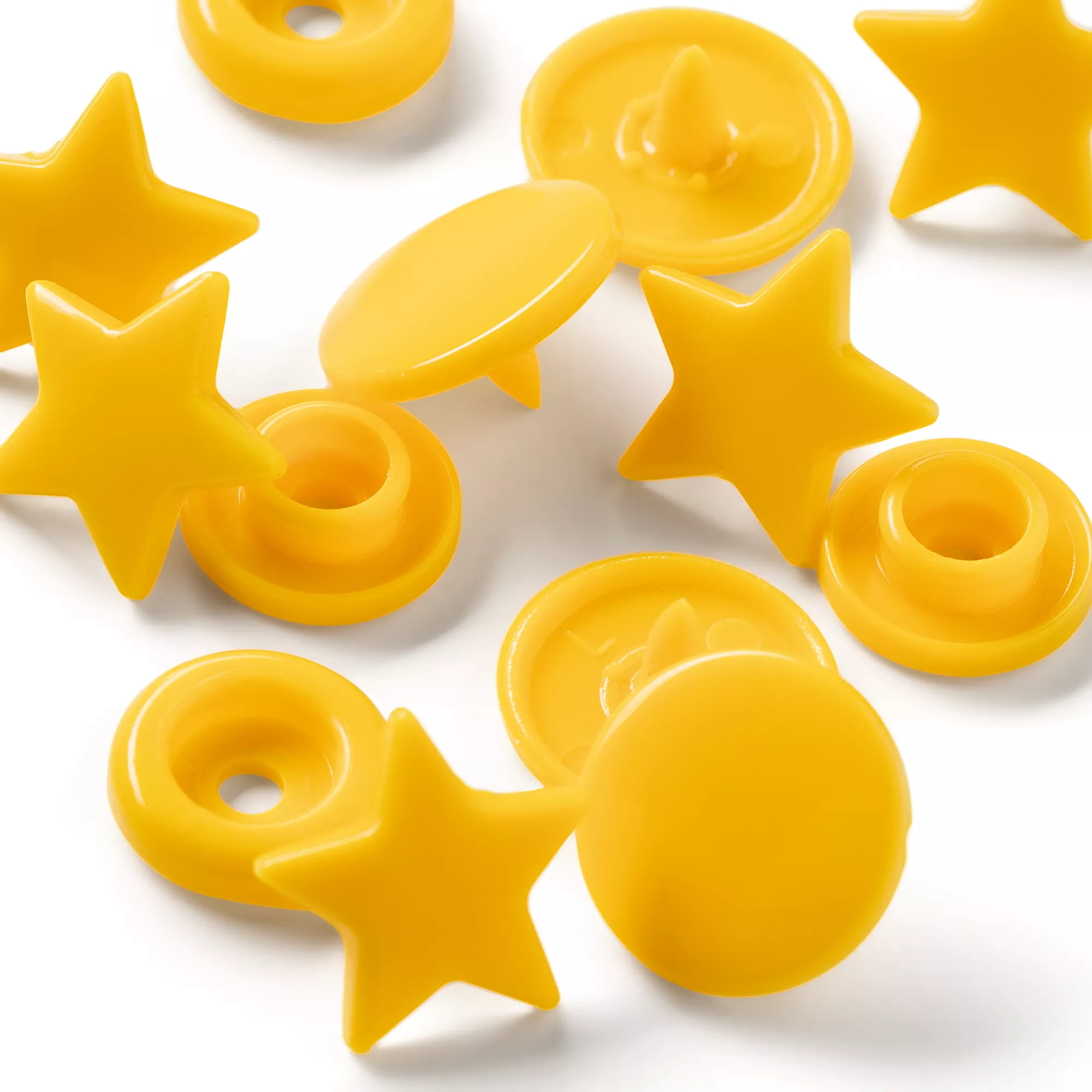 Non-sew press fasteners, Colour Snaps, Star, yellow