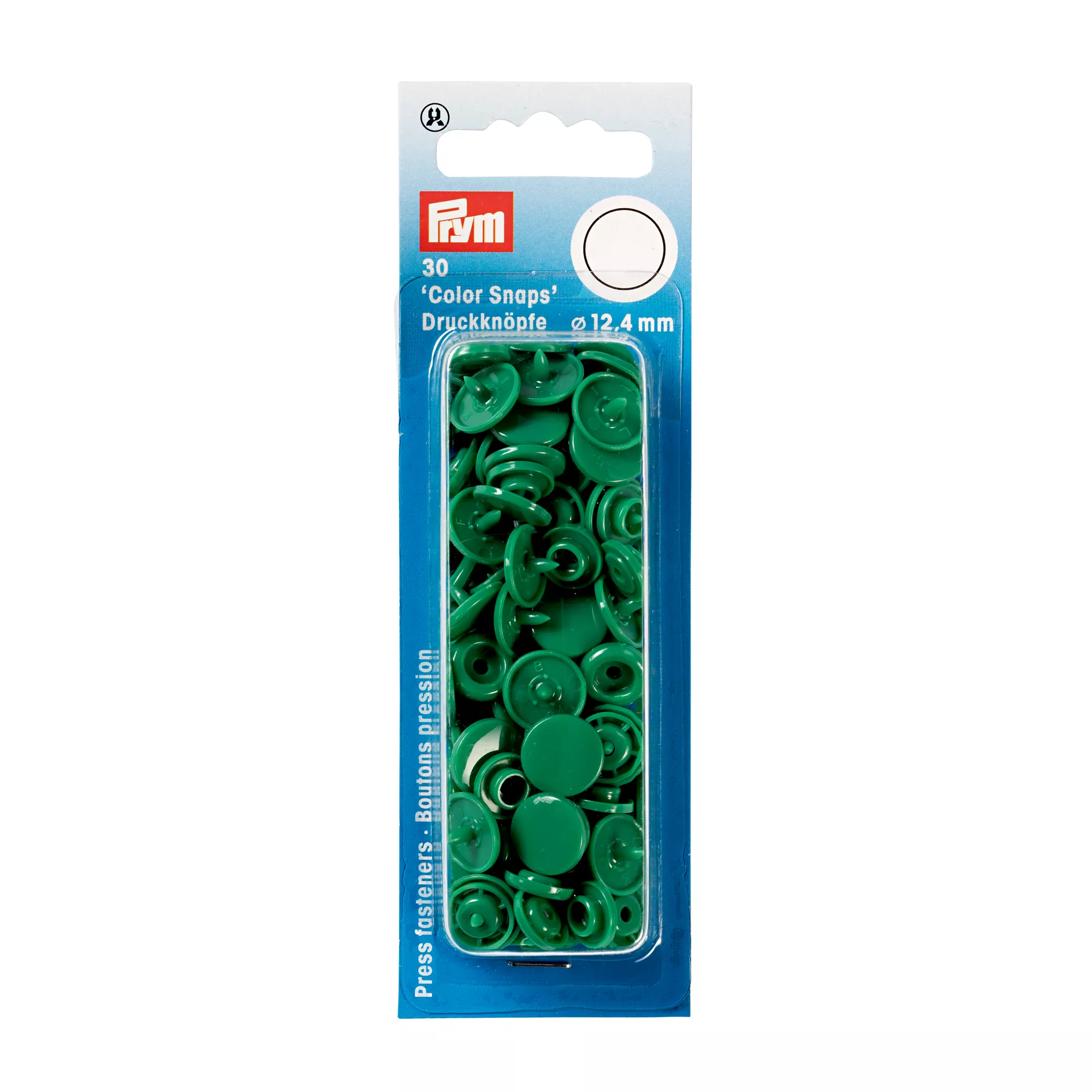 Non-sew press fasteners, Colour Snaps, round, 12.4mm, grass