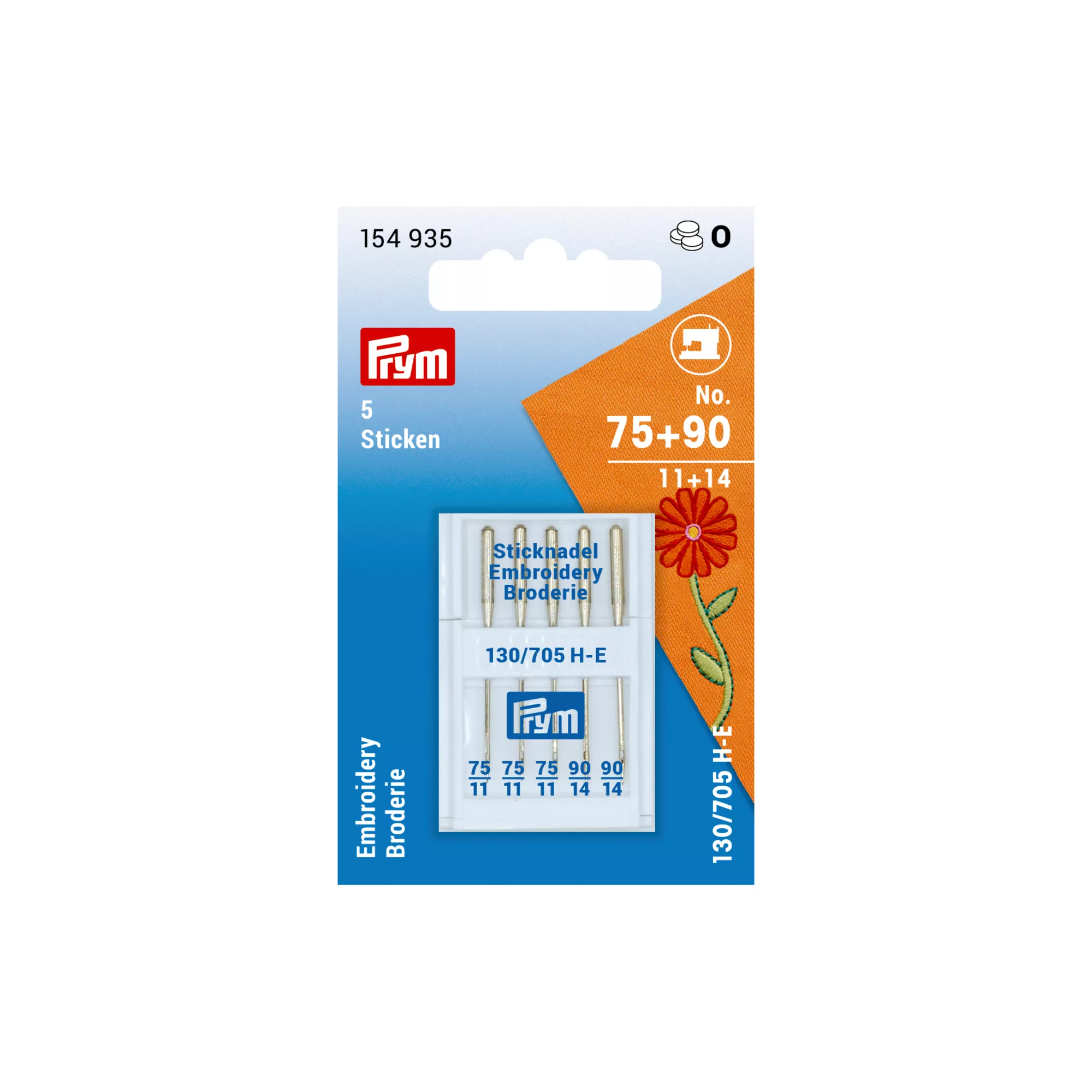 Embroidery sewing machine needles, 75 and 90