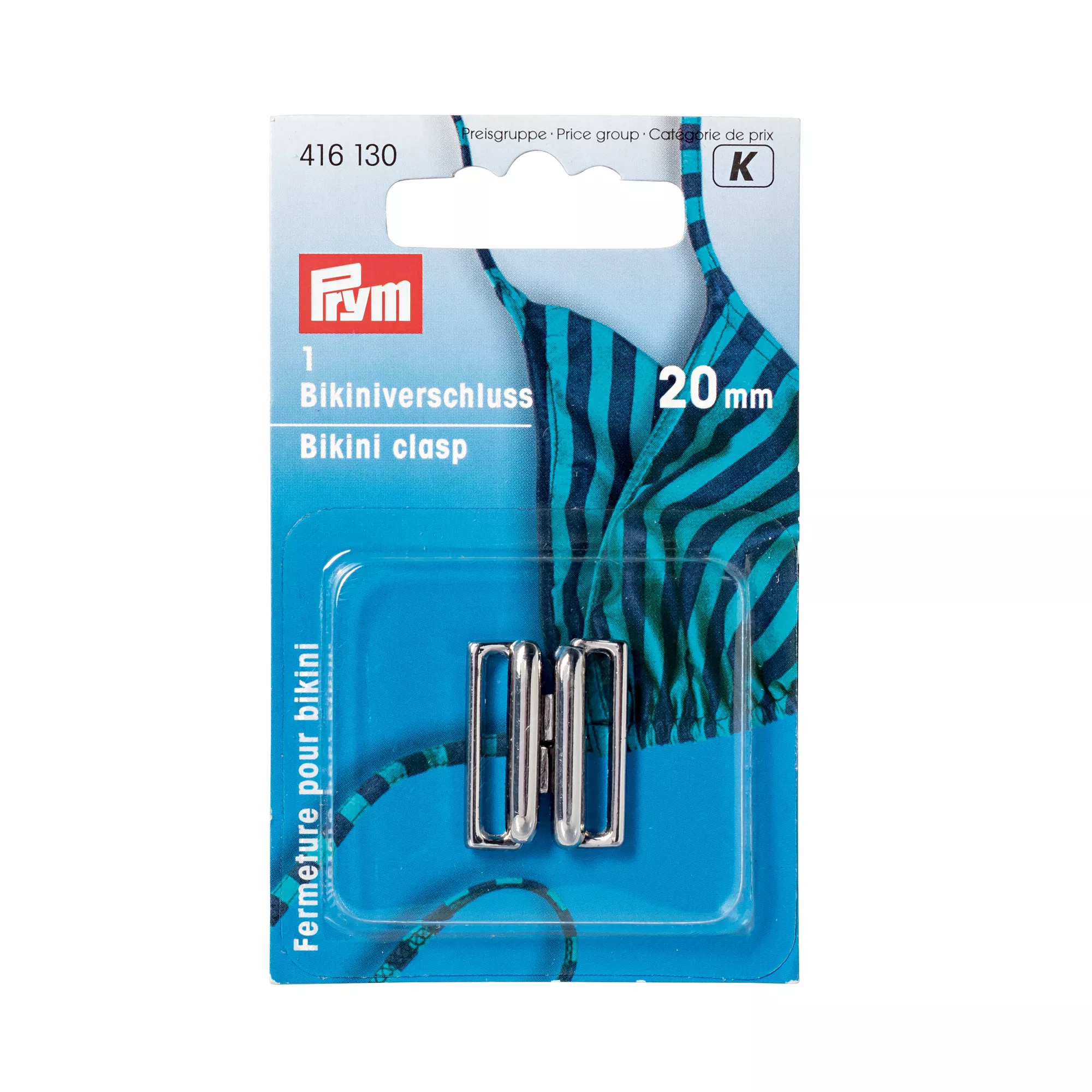 Bikini and belt clasp, 20mm, silver-coloured