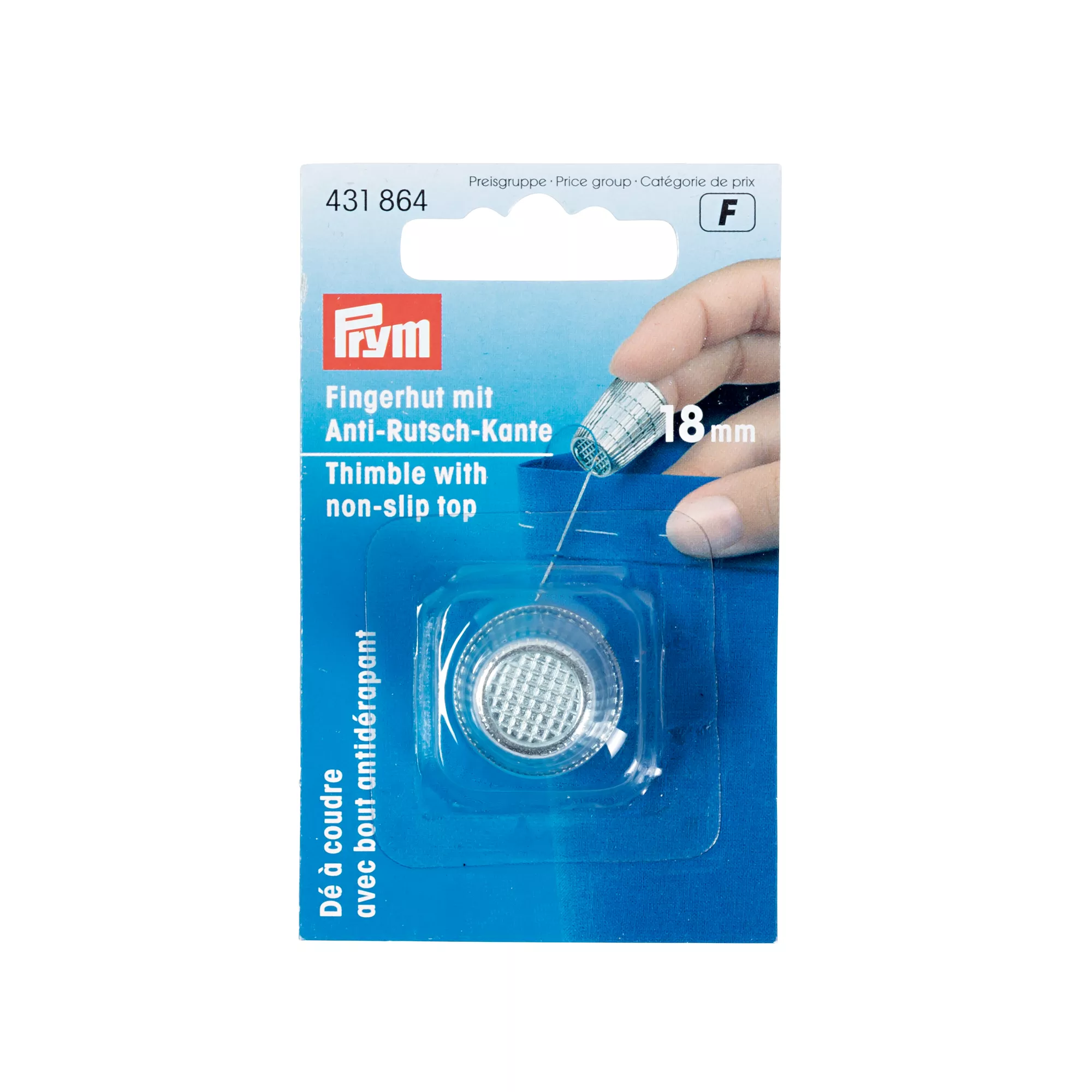 Thimble with anti-slip edge, 18.0mm, silver-coloured, items