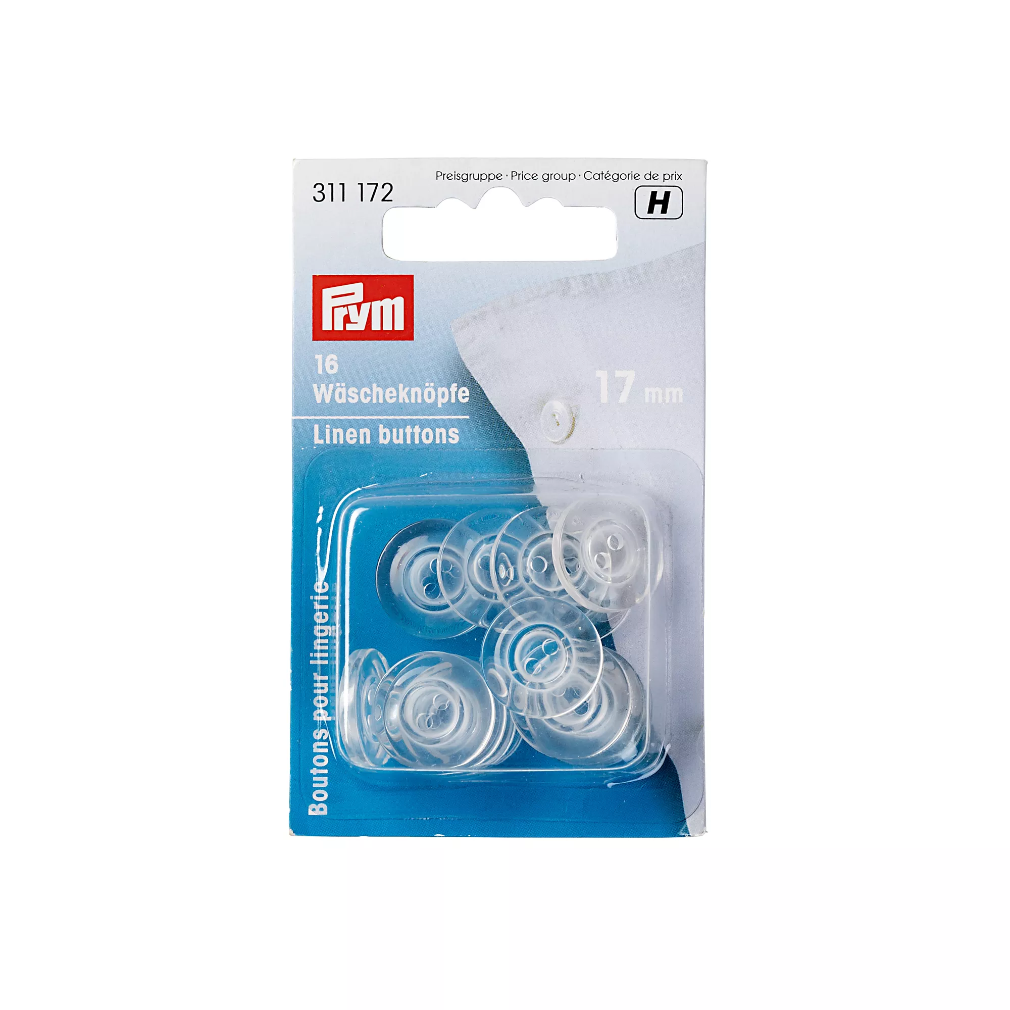 Linen buttons, 17mm, transparent