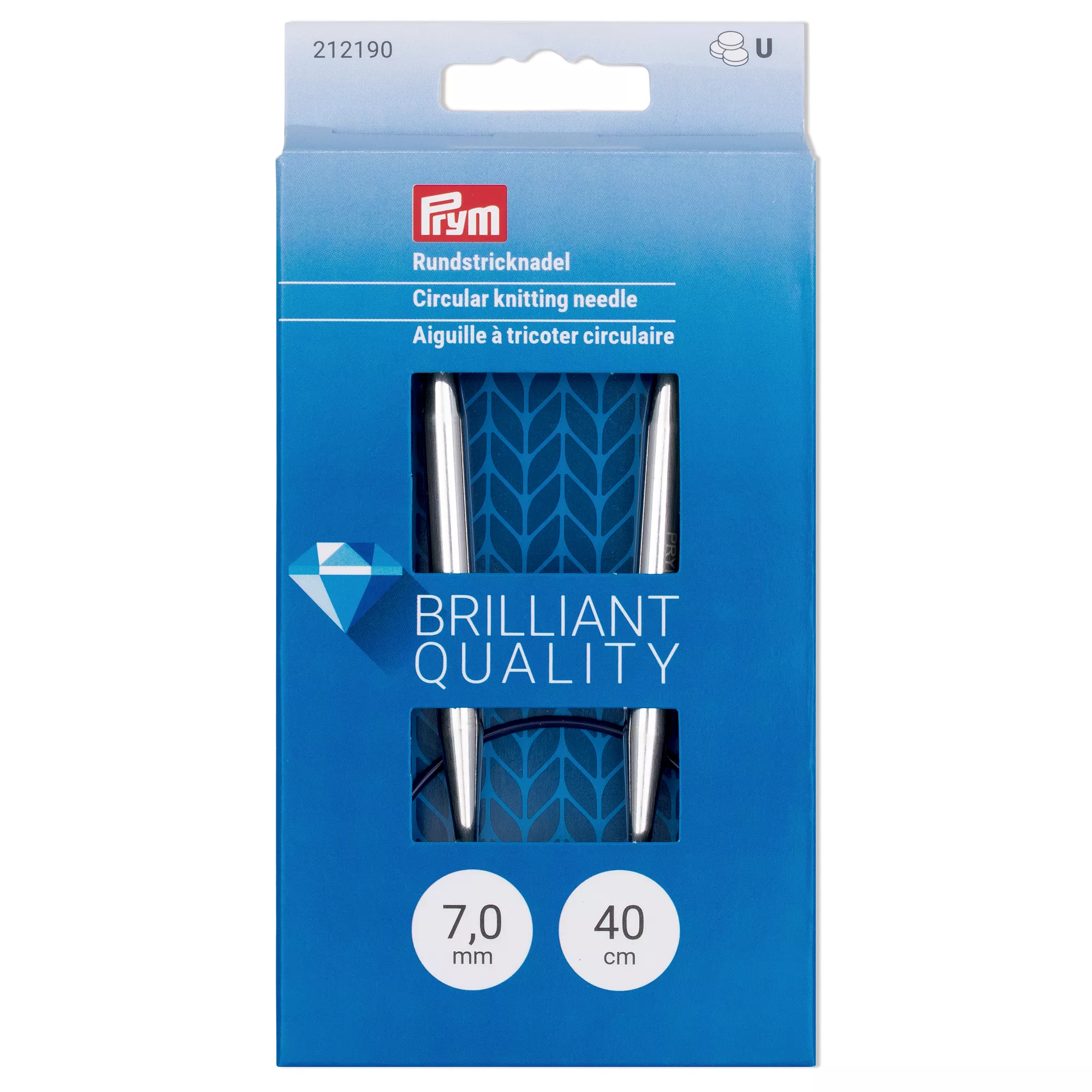 Circular knitting needles, 40cm, 7.00mm, silver-coloured
