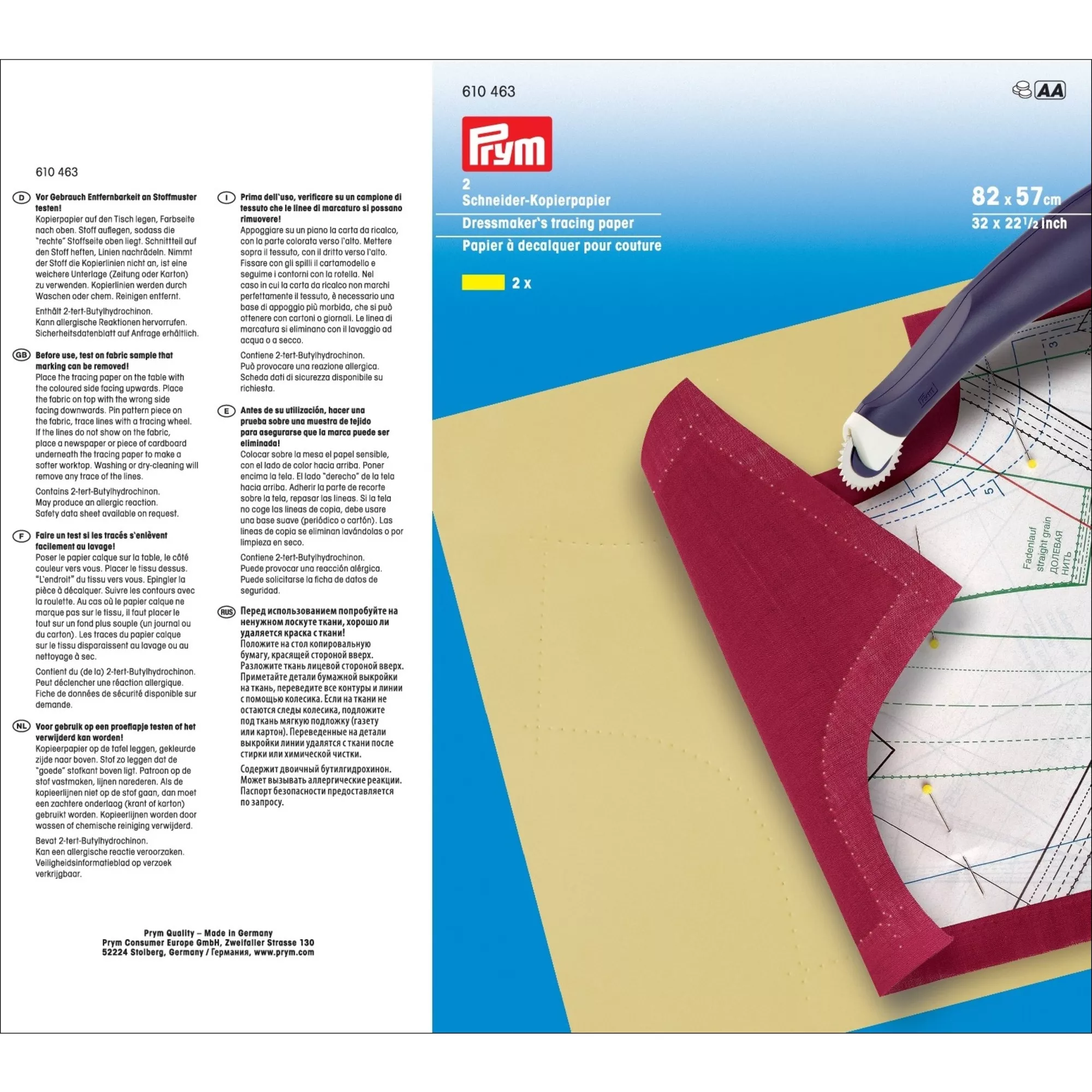 Dressmakers tracing paper, yellow