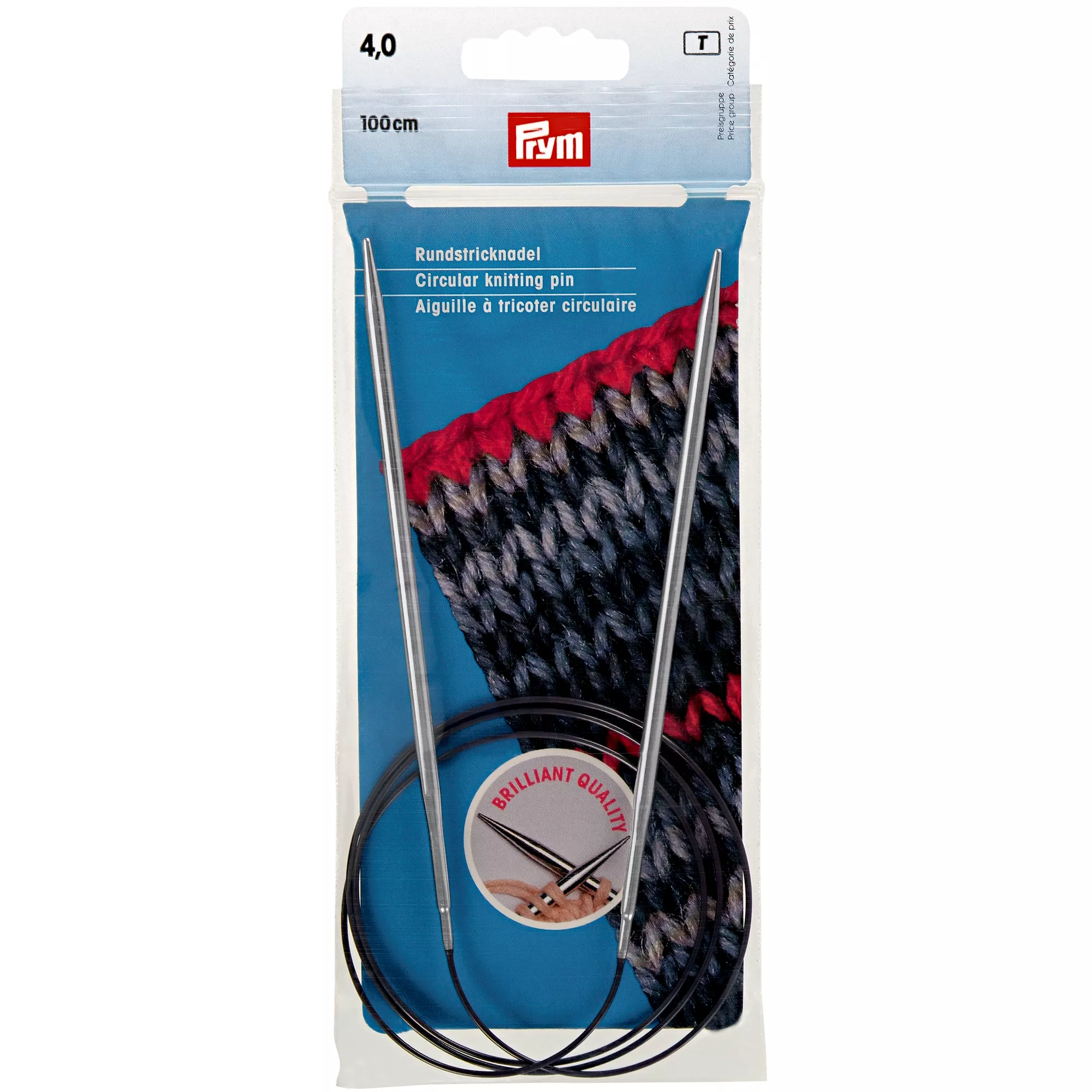 Circular knitting needles, 100cm, 4.00mm, silver-coloured