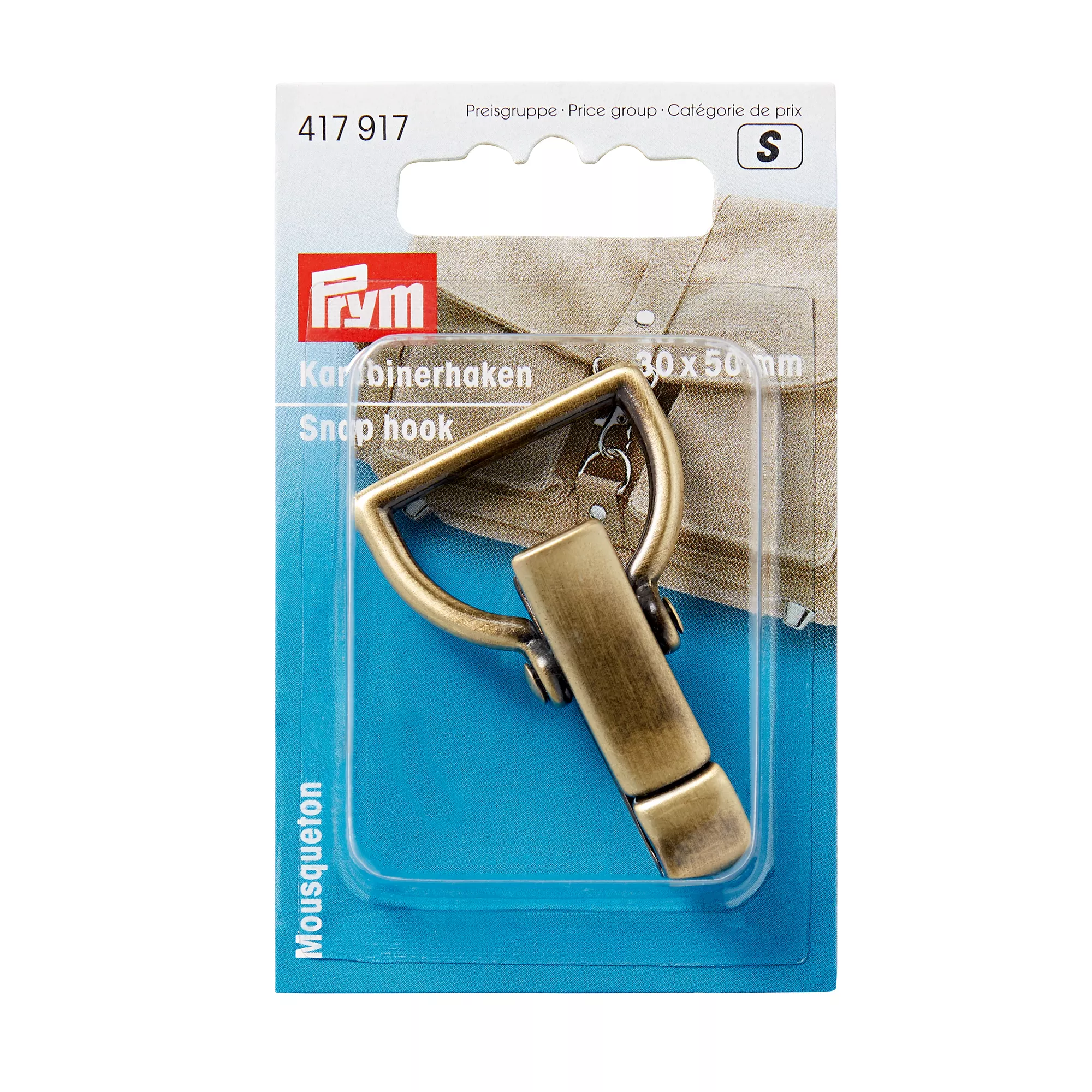 Snap hook 30mm, antique brass, brushed