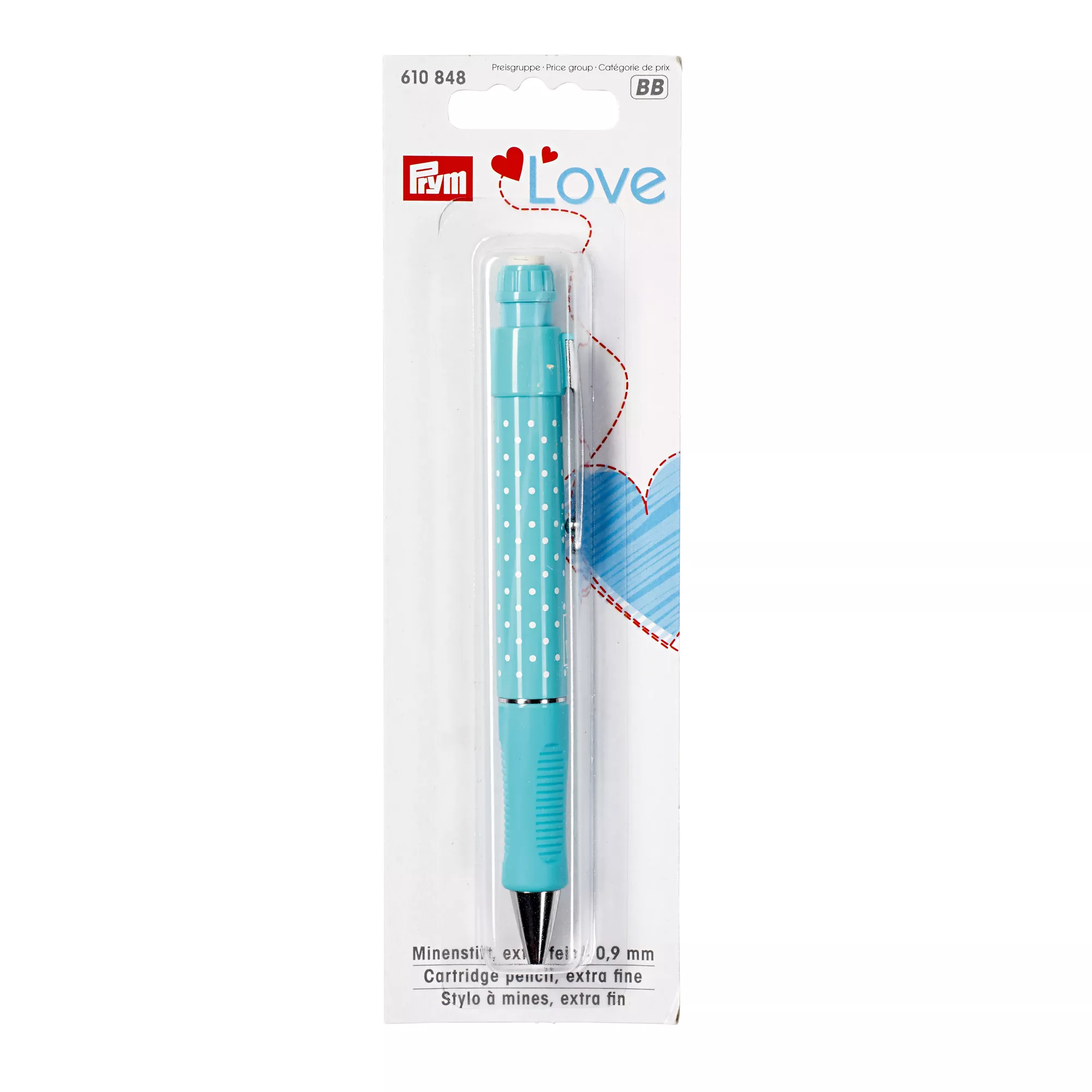 Cartridge pencil, Prym Love, with 2 leads, white