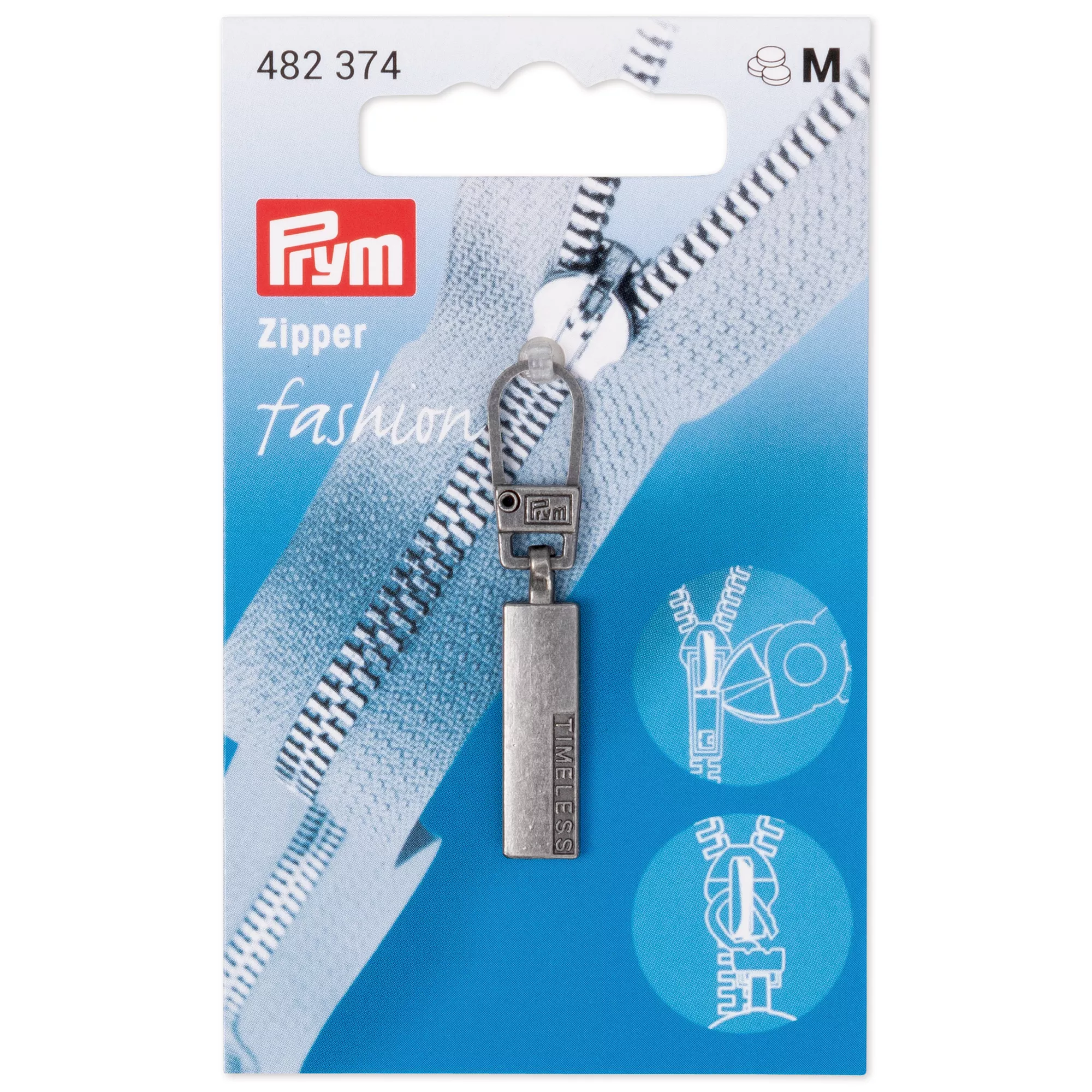 Zip puller classic TIMELESS, antique silver