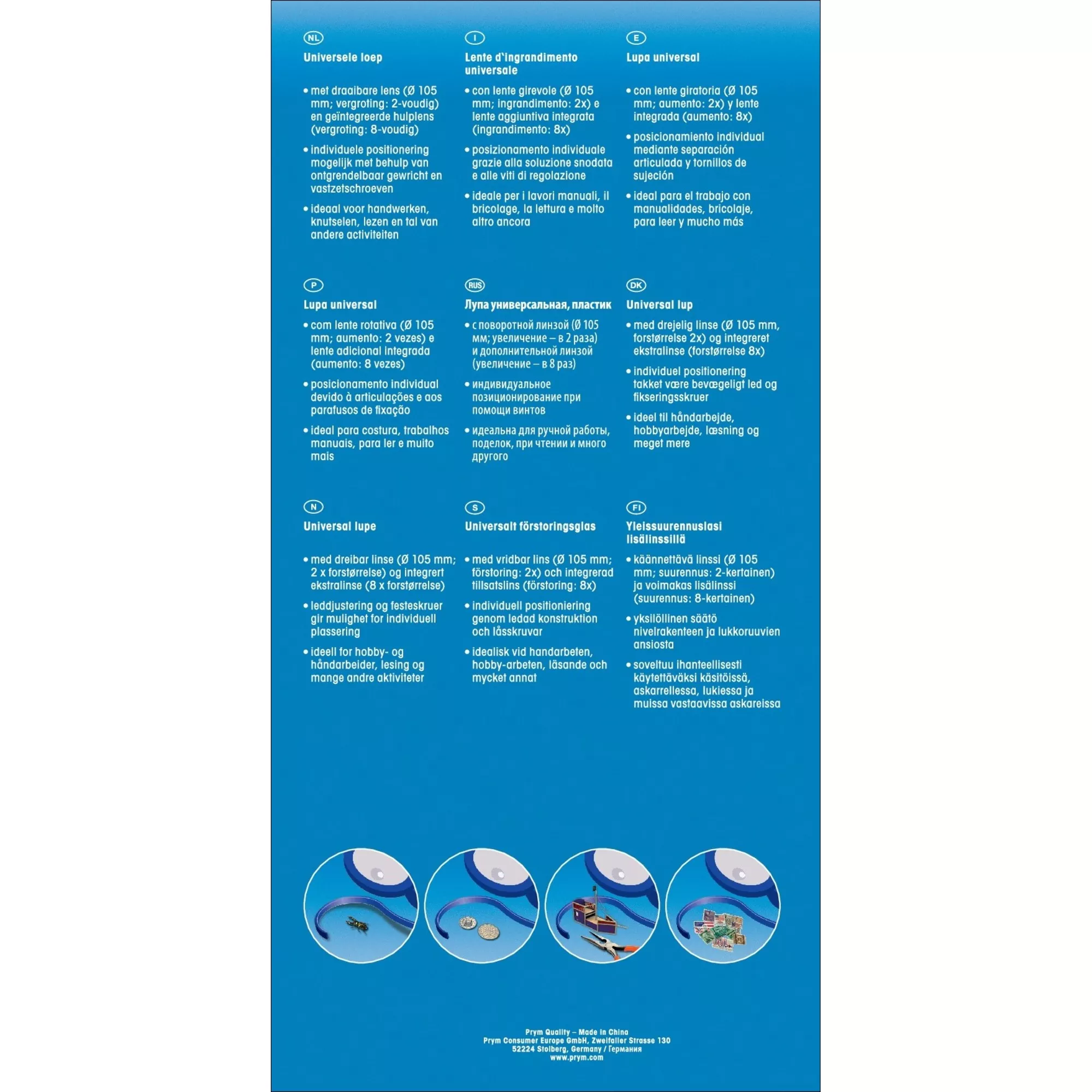 Universal magnifying glass with bracket