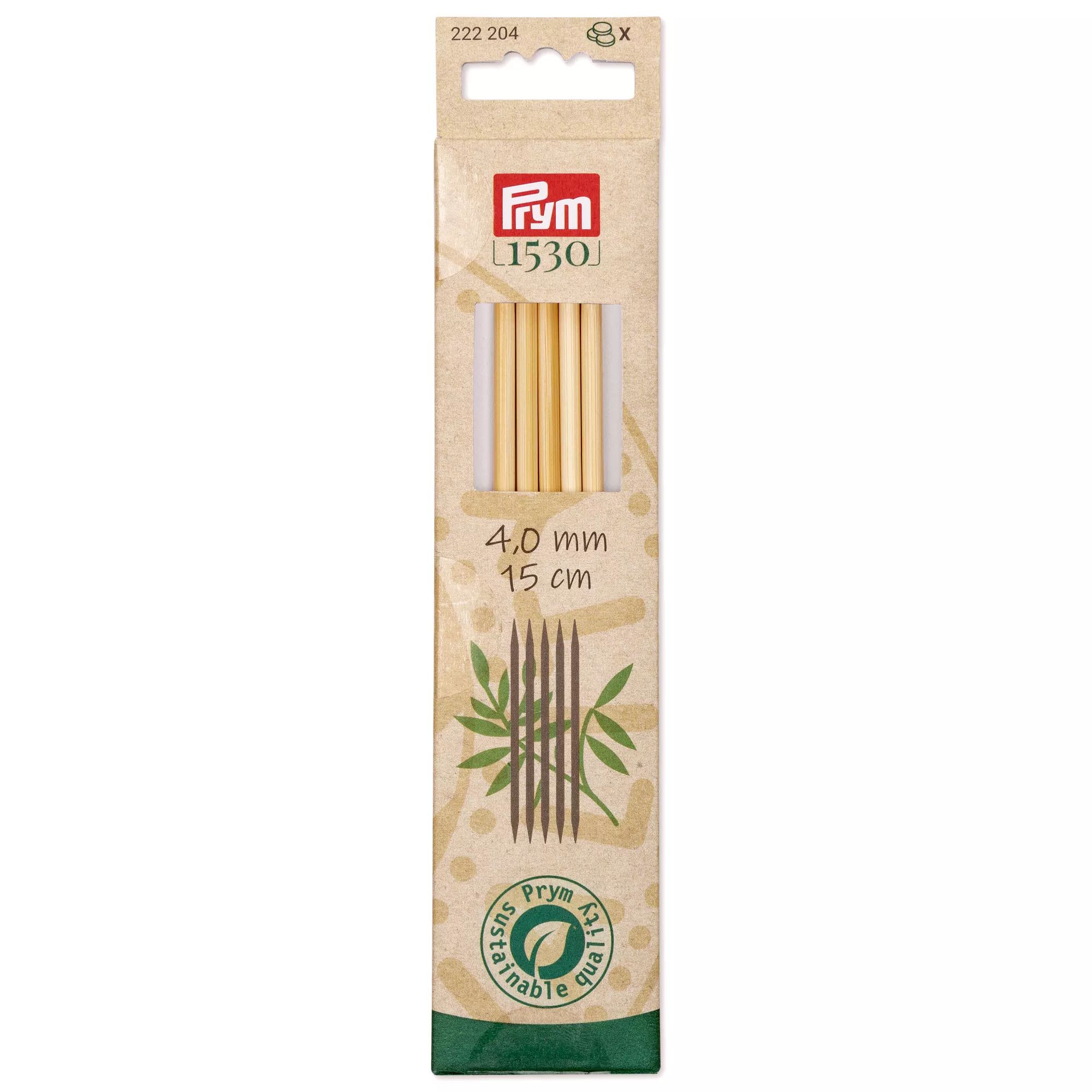 Gioco ferri a doppia punta Prym 1530, bambù, 15cm, 4,00mm