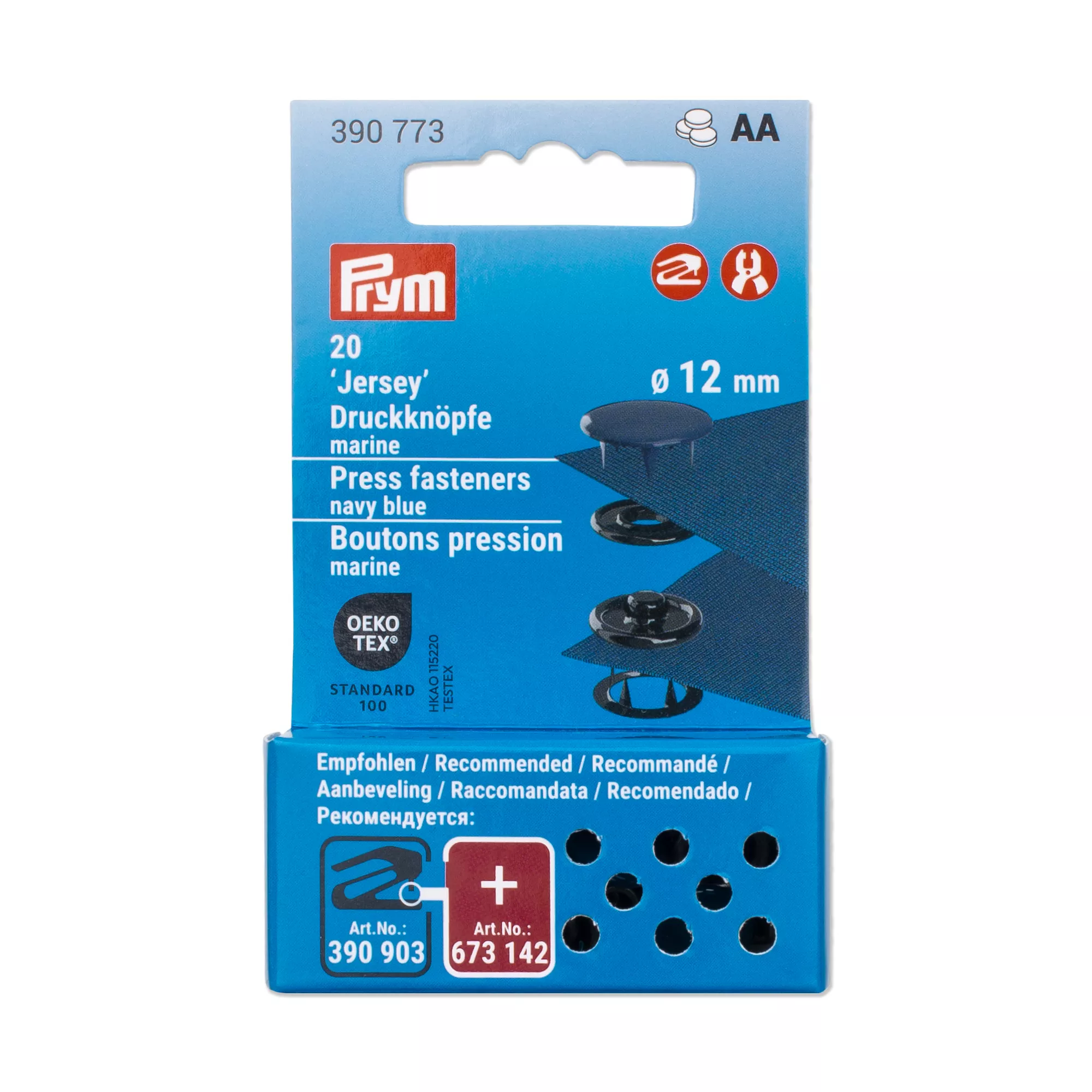 Bottoni a pressione Jersey, 12mm, blu navy