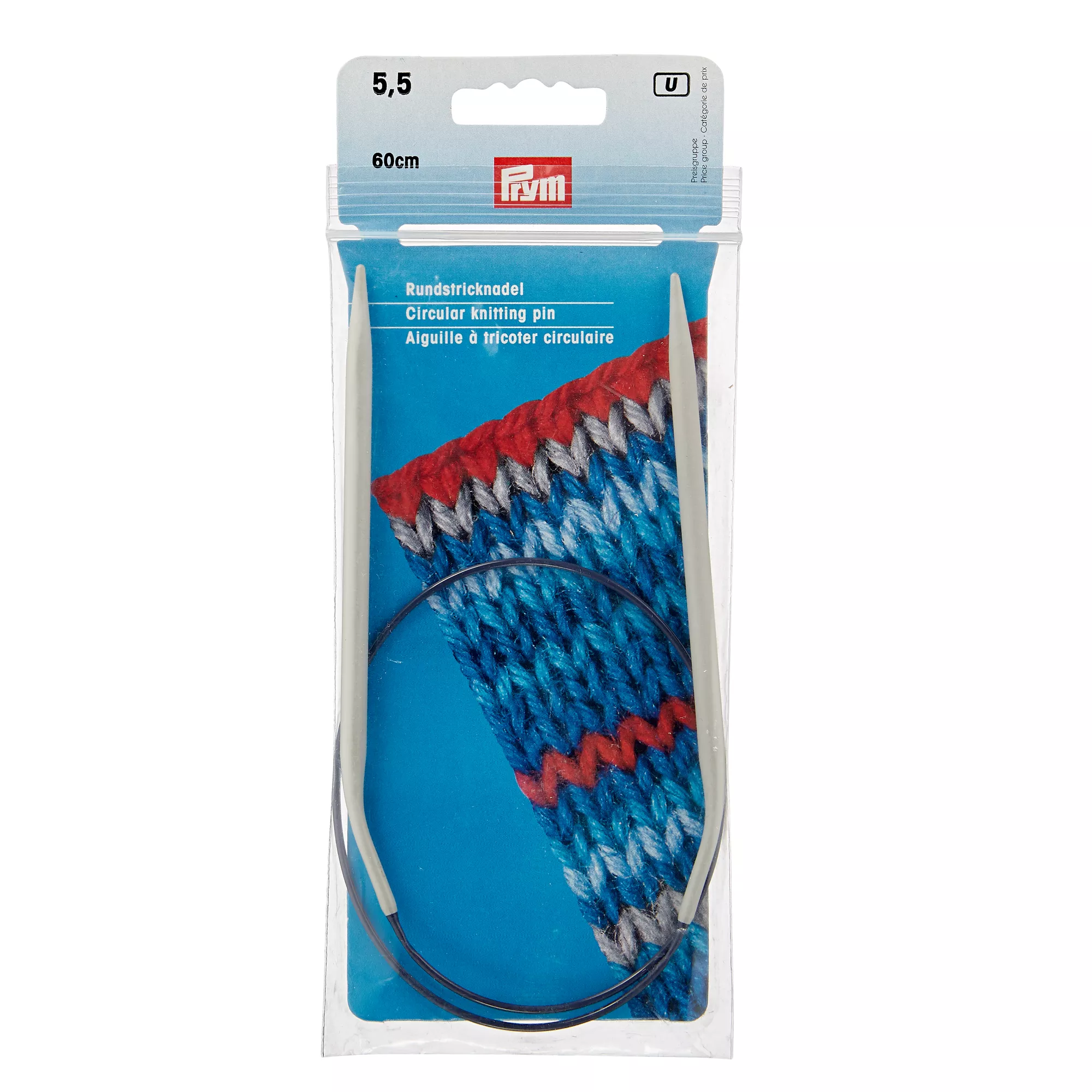 Circular knitting needles, aluminium, 60cm, 5.50mm, grey