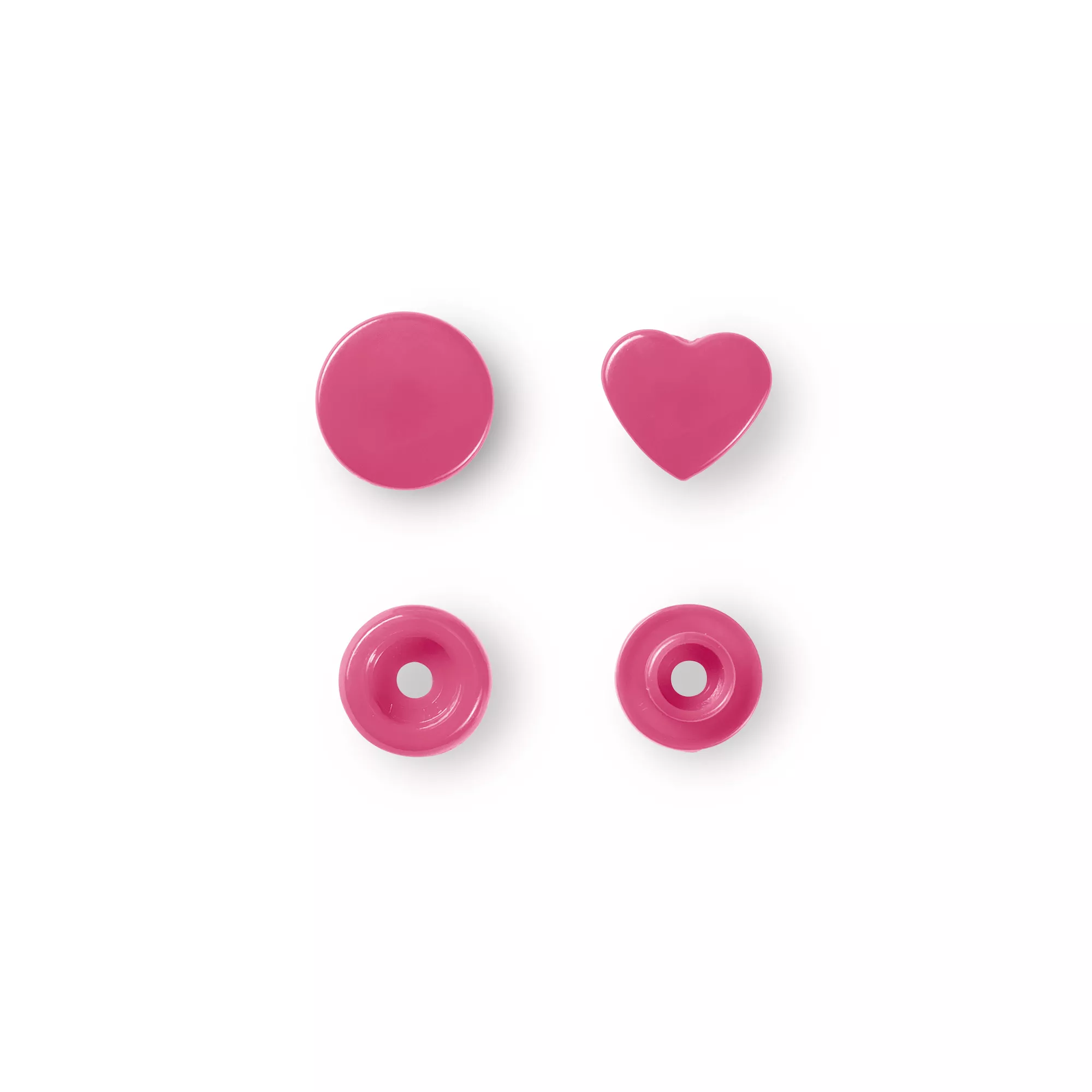 Non-sew press fasteners, Colour Snaps, Heart, pink
