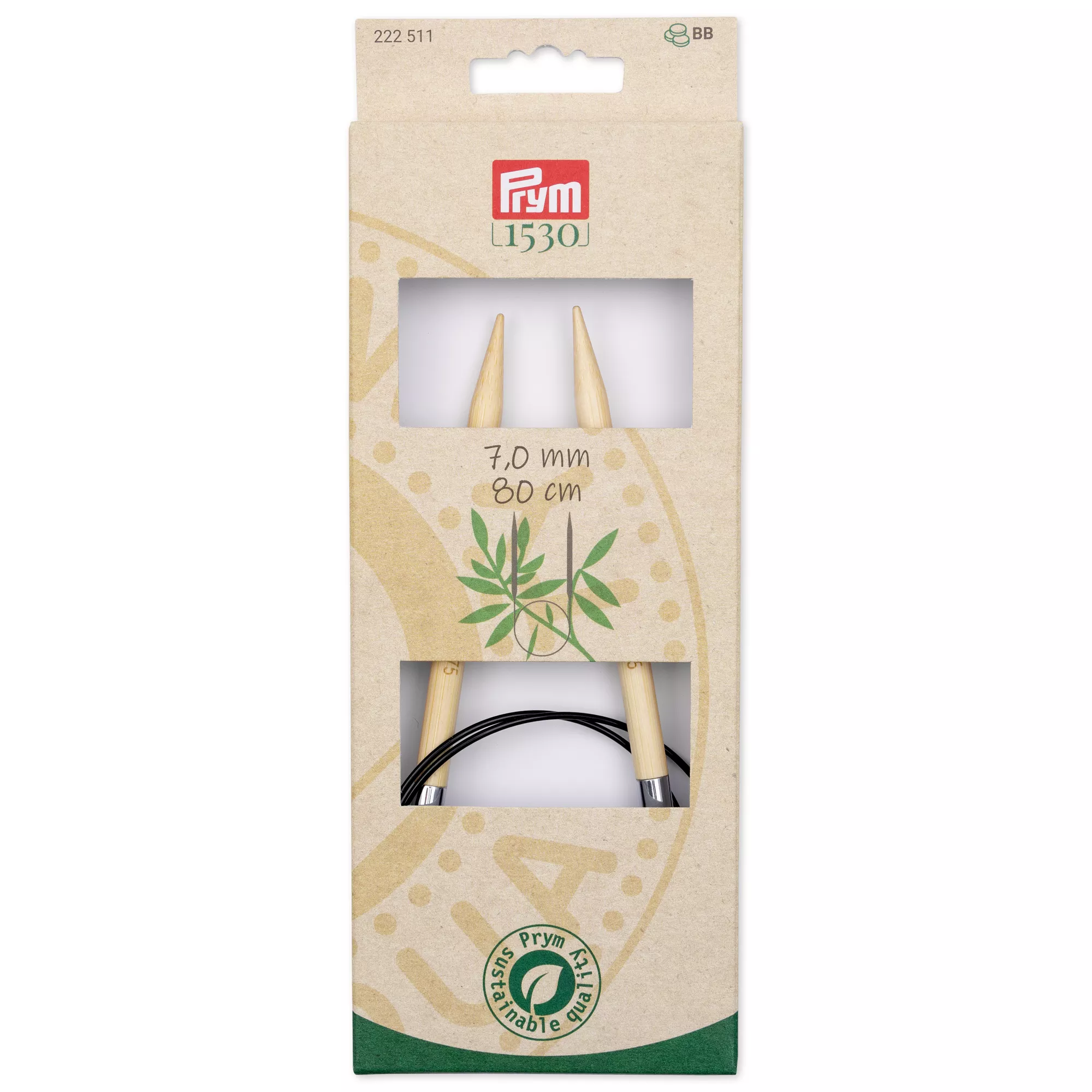 Aiguille à tricoter circulaire Bambou Prym 1530, 80cm, 7,00mm
