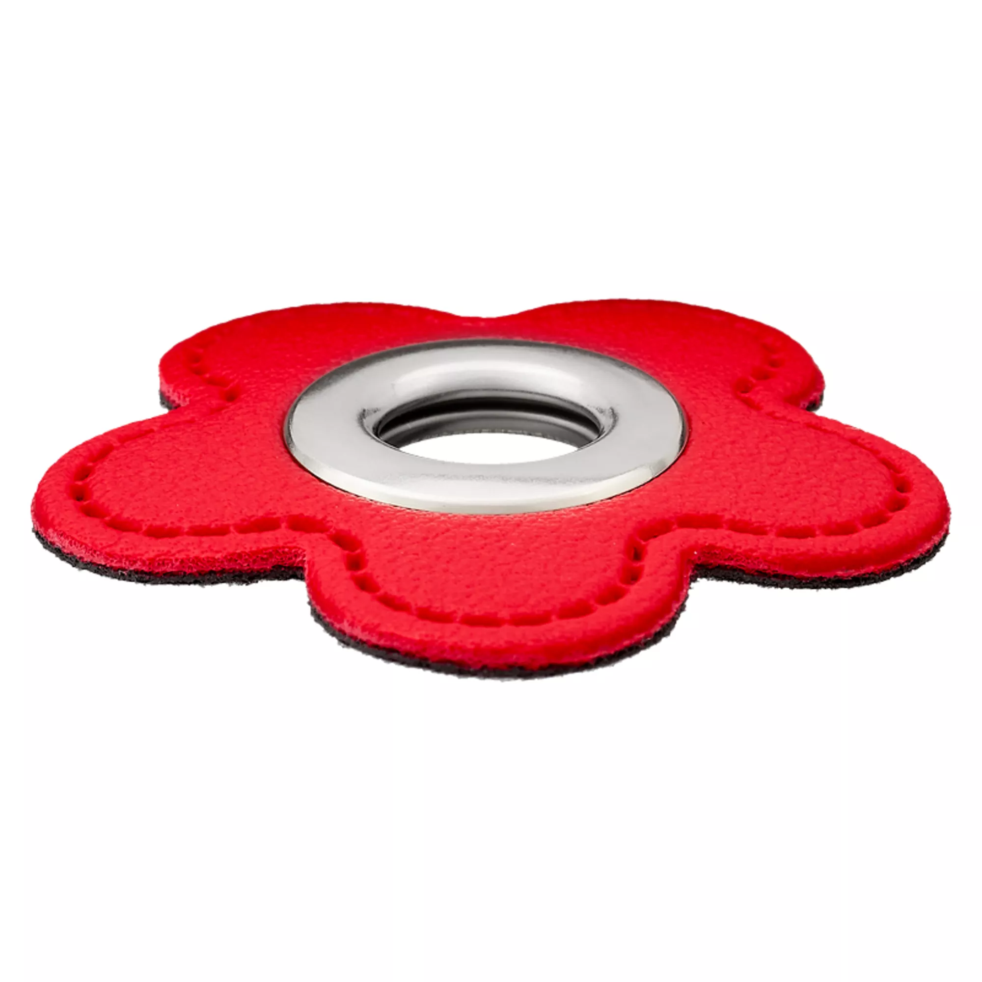 Parche de imitación de cuero con ojal Flor/canal de 10mm, 40mm, rojo