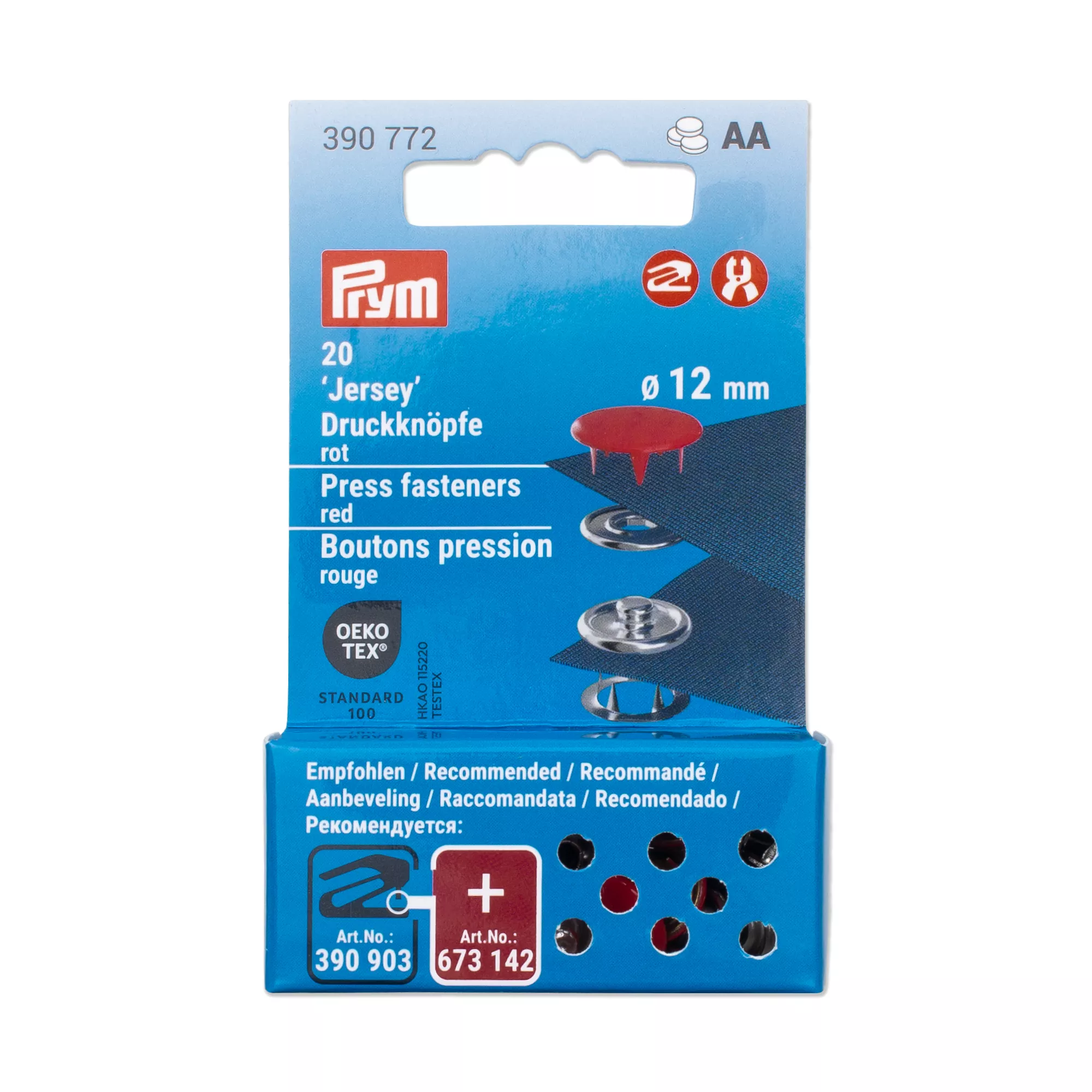 Bottoni a pressione Jersey, 12mm, rosso