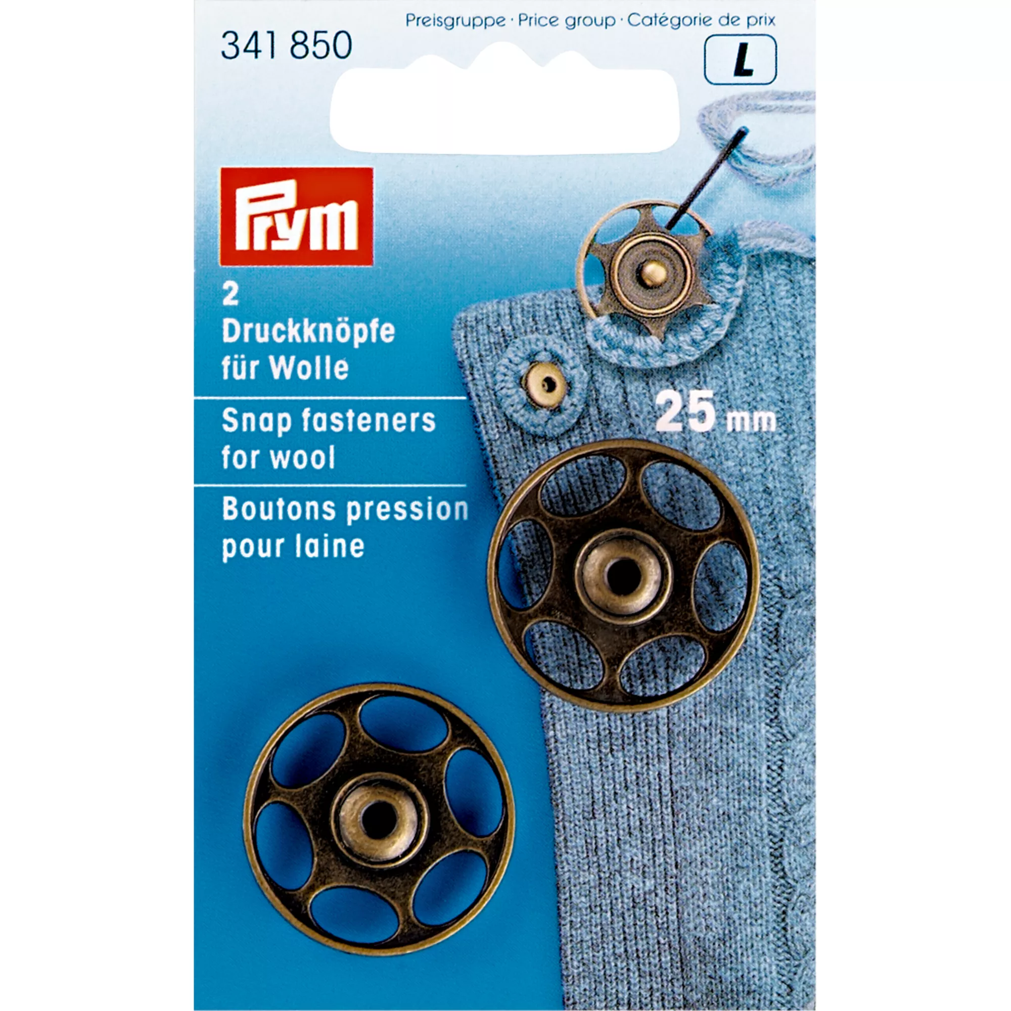 Snap fastener for wool, 25mm, antique brass