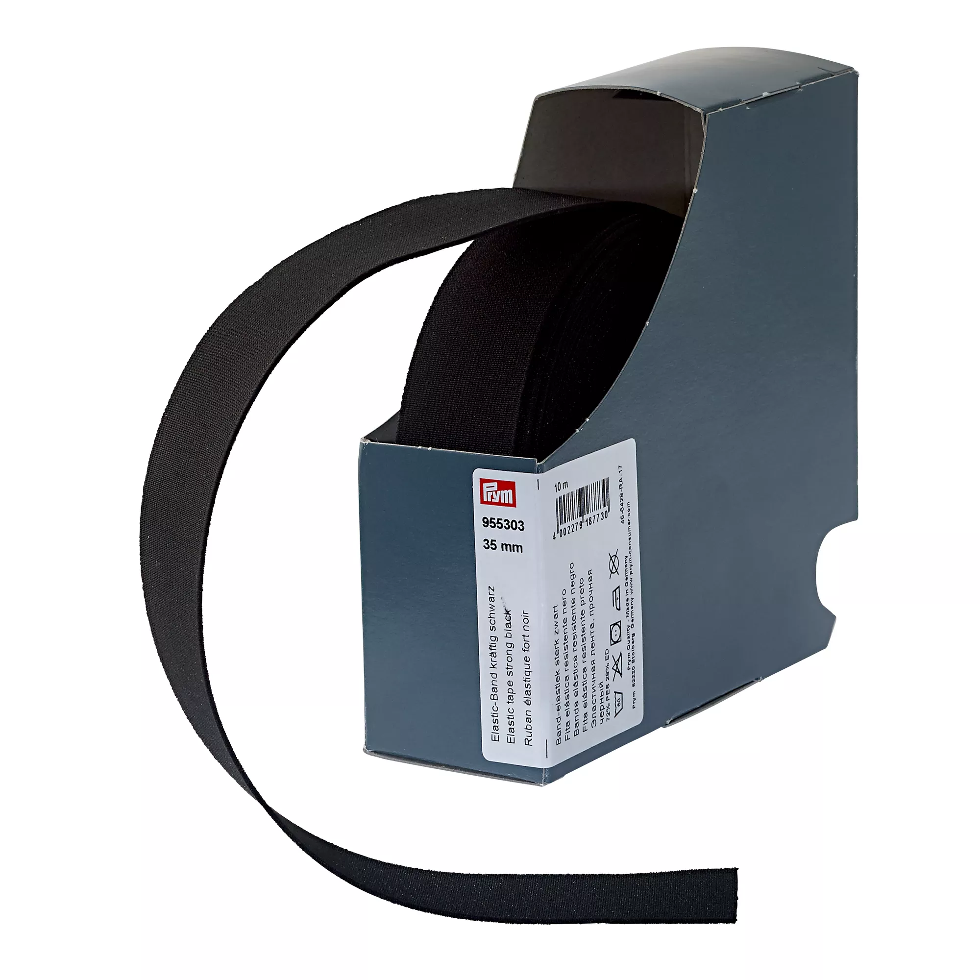 Elastic tape, strong, 35mm, black, 10m