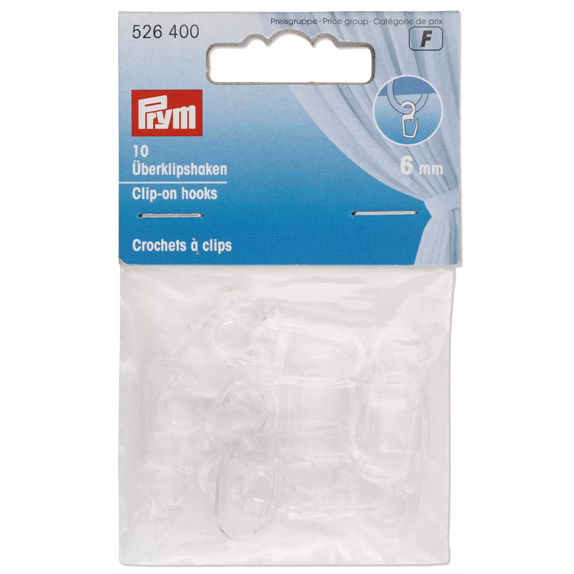 Ganchos con clip, 6mm, transparente