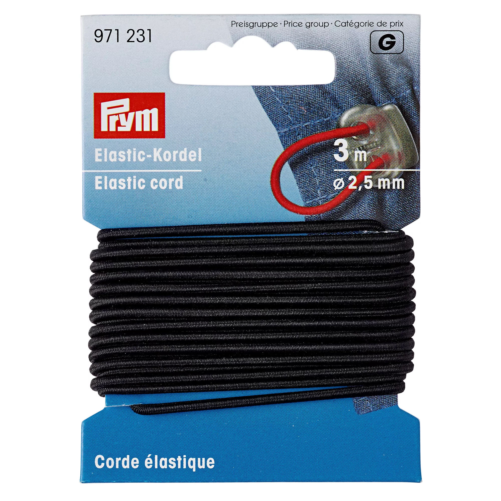 Cordoncino elastico, 2,5mm, nero, 3m