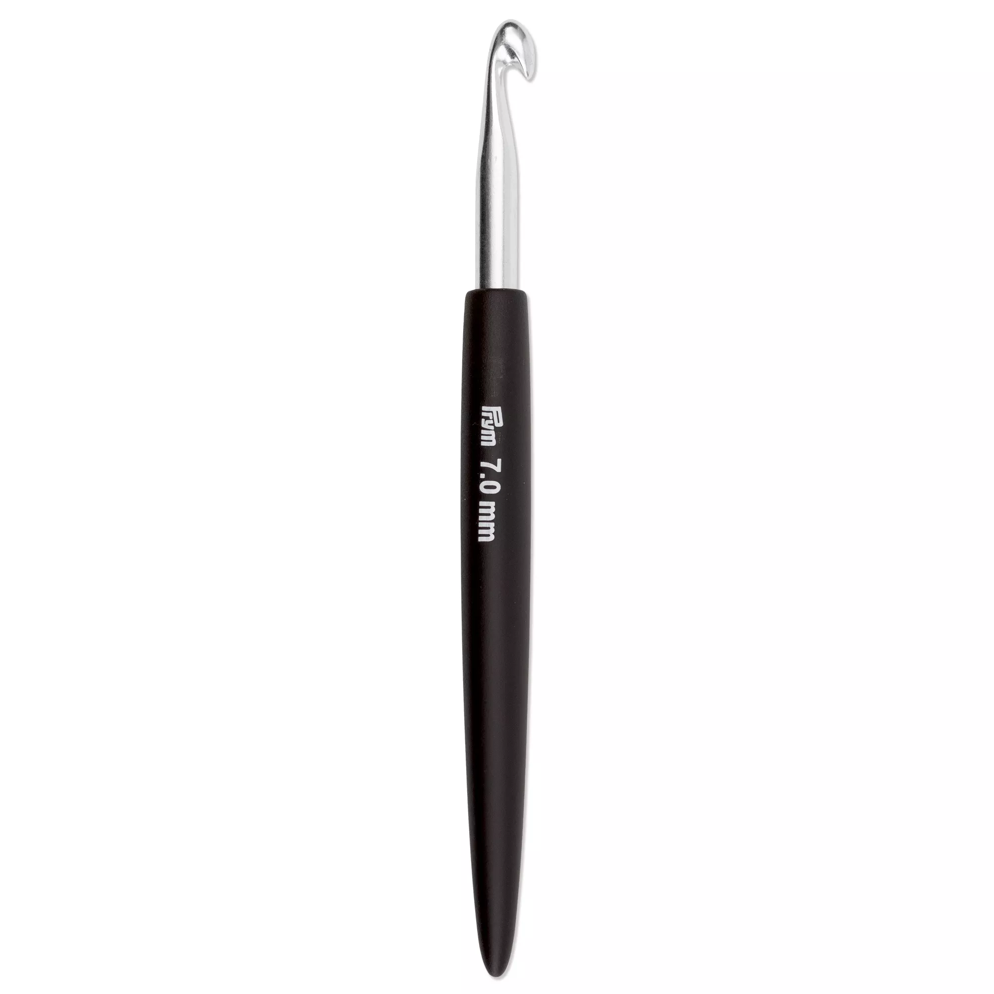 Soft-grip wool crochet hook, 16cm, 7.00mm, silver-coloured