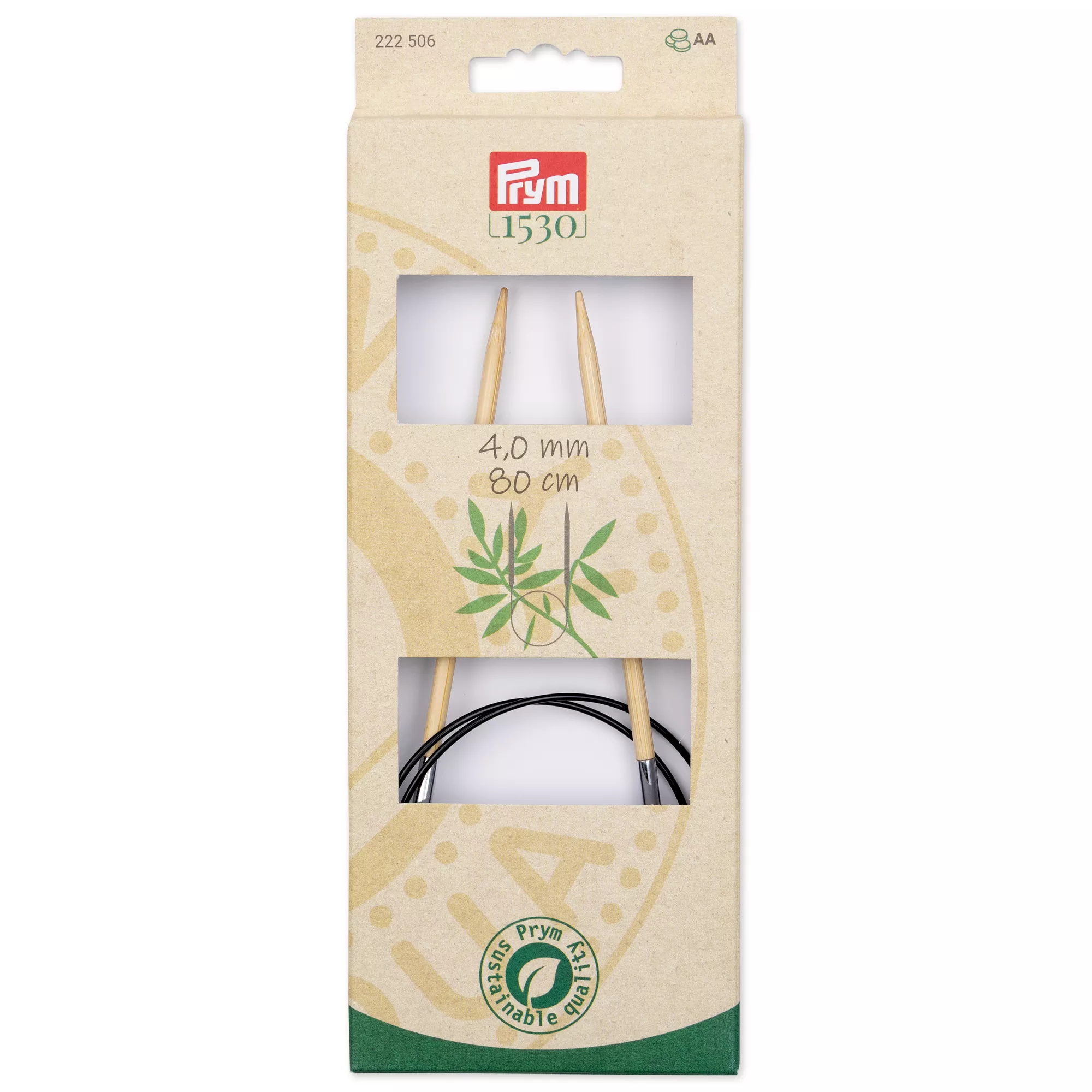 Aiguille à tricoter circulaire Bambou Prym 1530, 80cm, 4,00mm