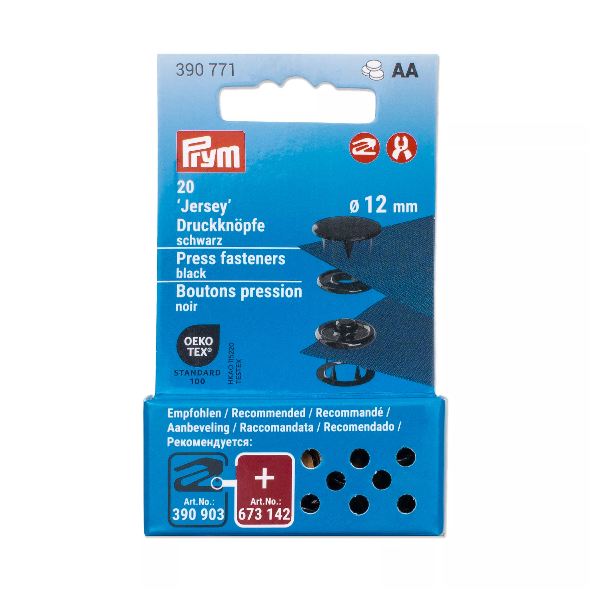 Bottoni a pressione Jersey, 12mm, nero