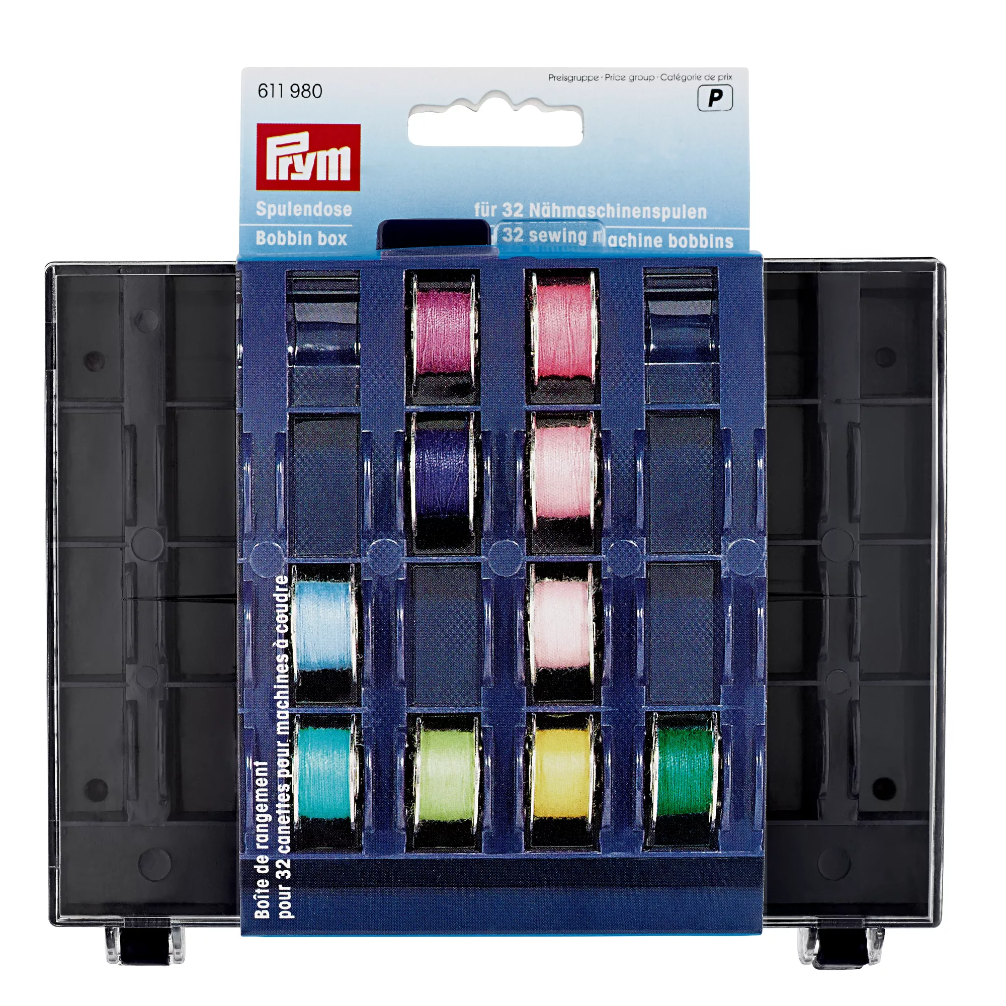 Bobbin box for 32 sewing machine bobbins