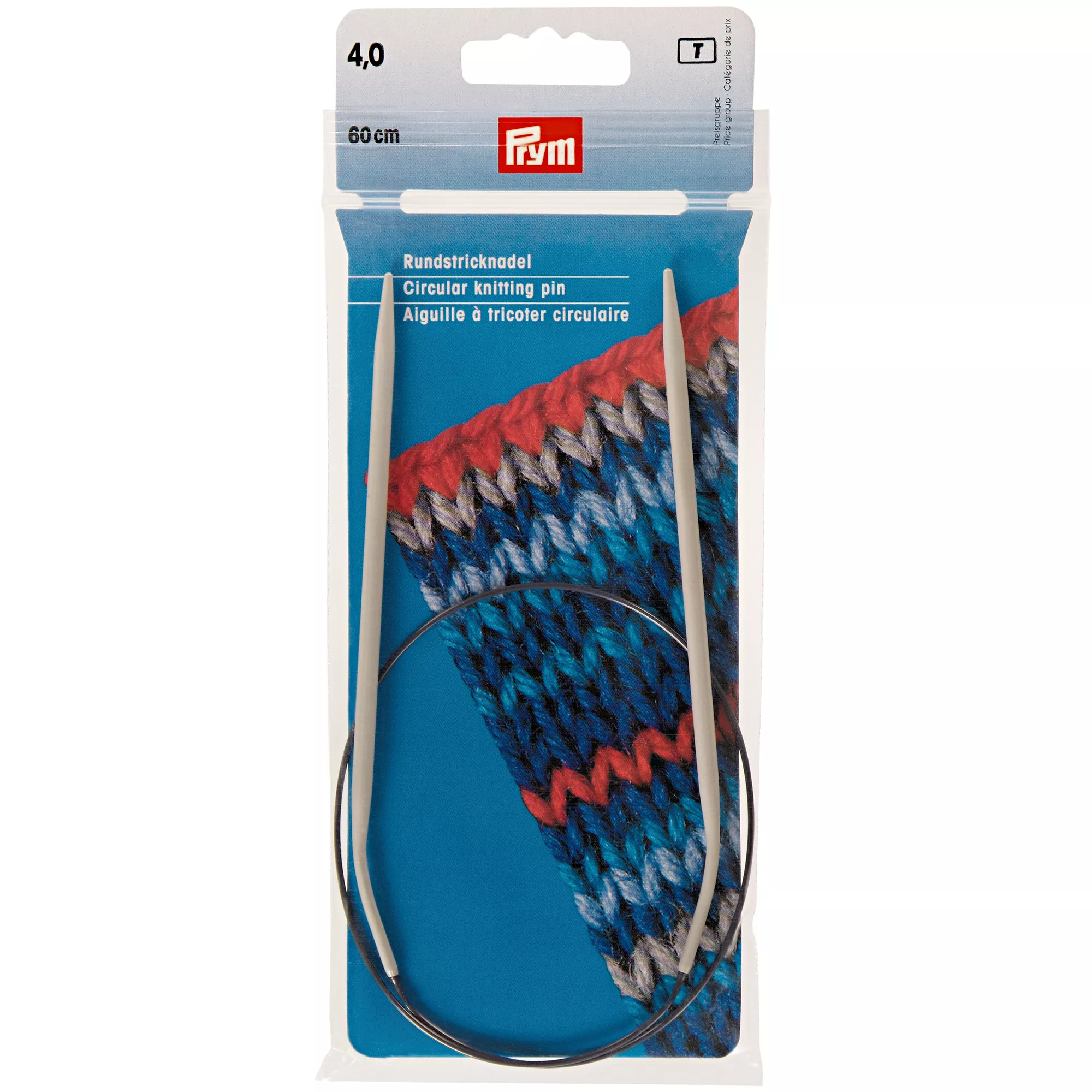 Circular knitting needles, aluminium, 60cm, 4.00mm, grey
