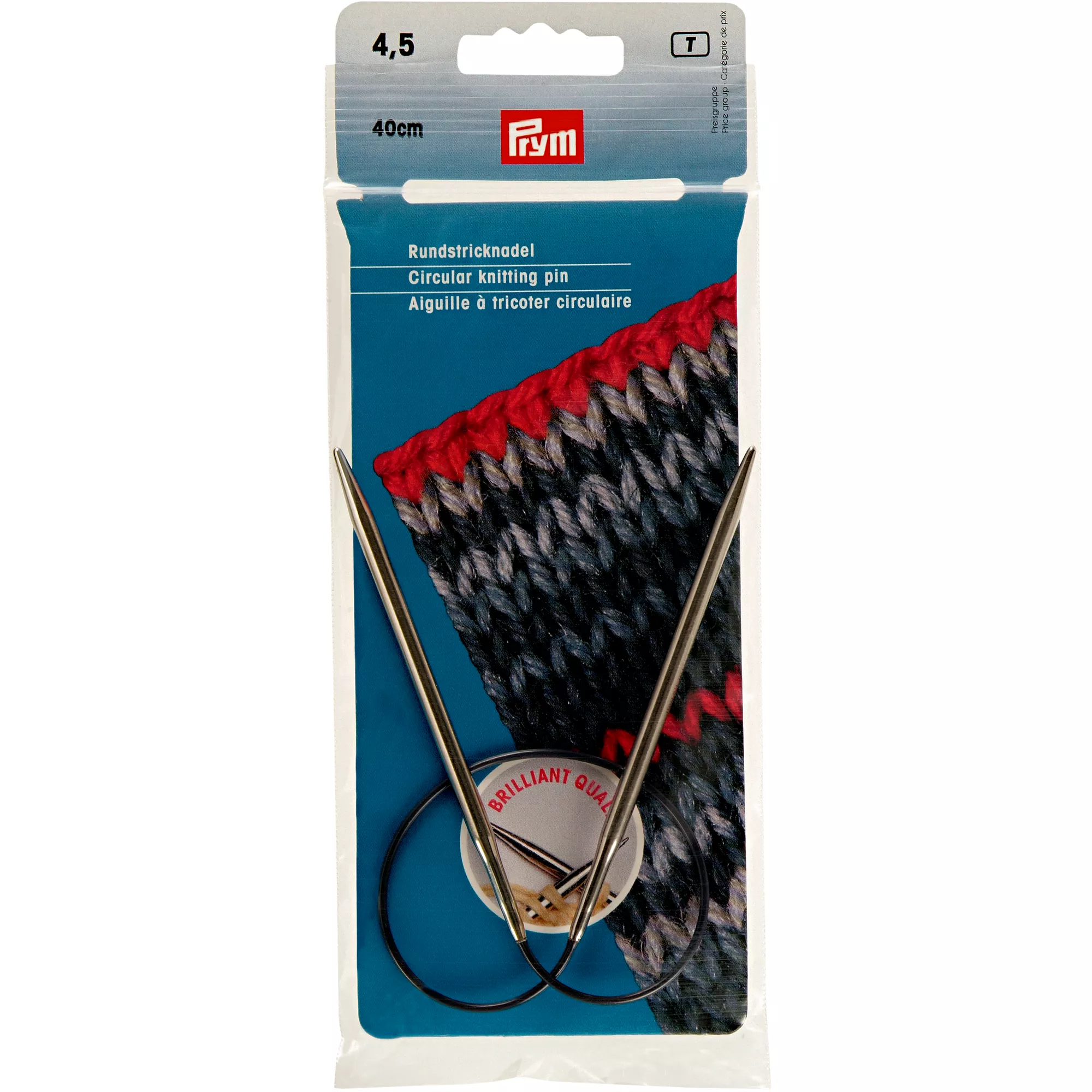 Circular knitting needles, 40cm, 4.50mm, silver-coloured