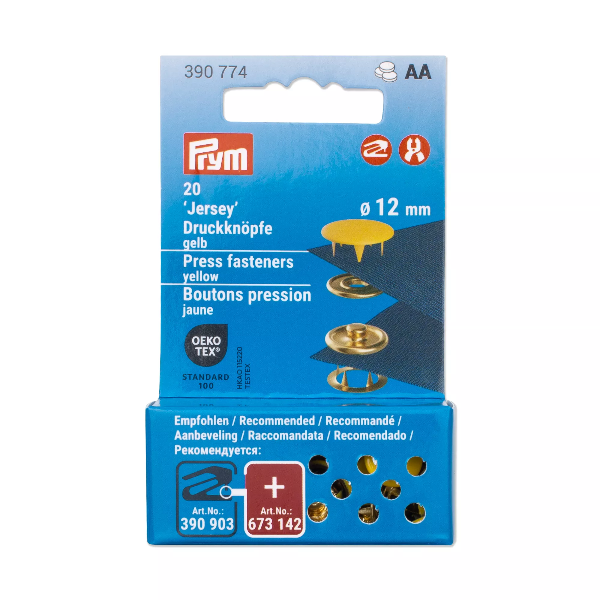 Bottoni a pressione Jersey, 12mm, giallo
