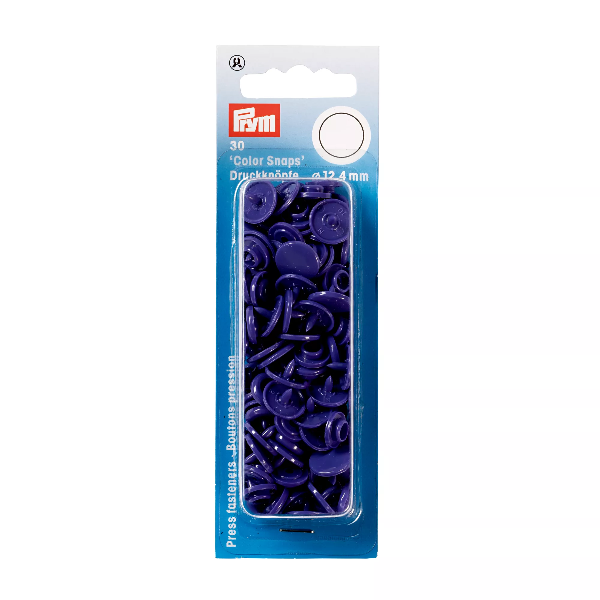 Non-sew press fasteners, Colour Snaps, round, 12.4mm, violet