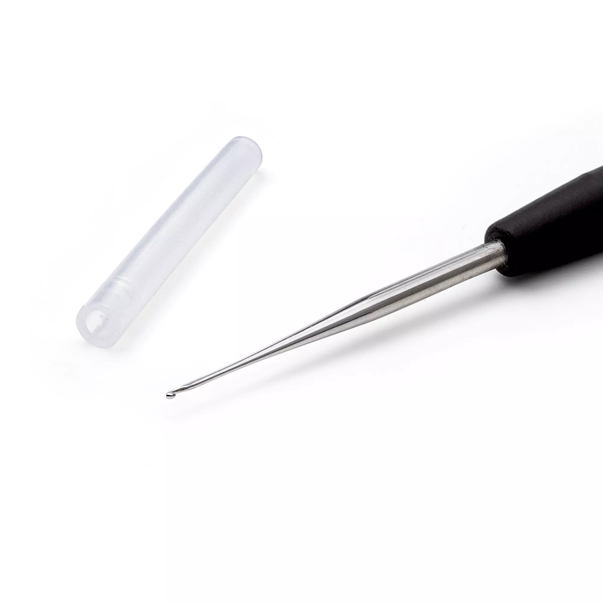 Crochet hook, Record, soft-grip, 0.60mm, silver-coloured