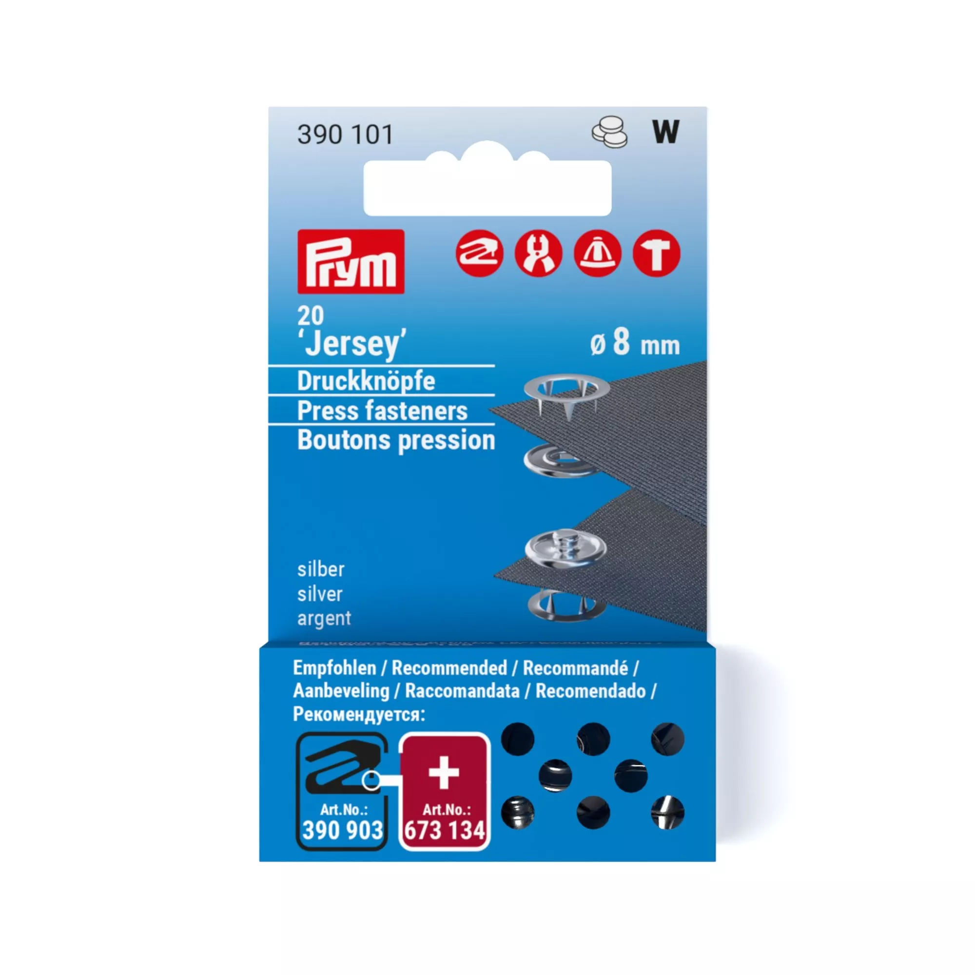 Ricambio bottoni a pressione Jersey, anello, 8mm, argento