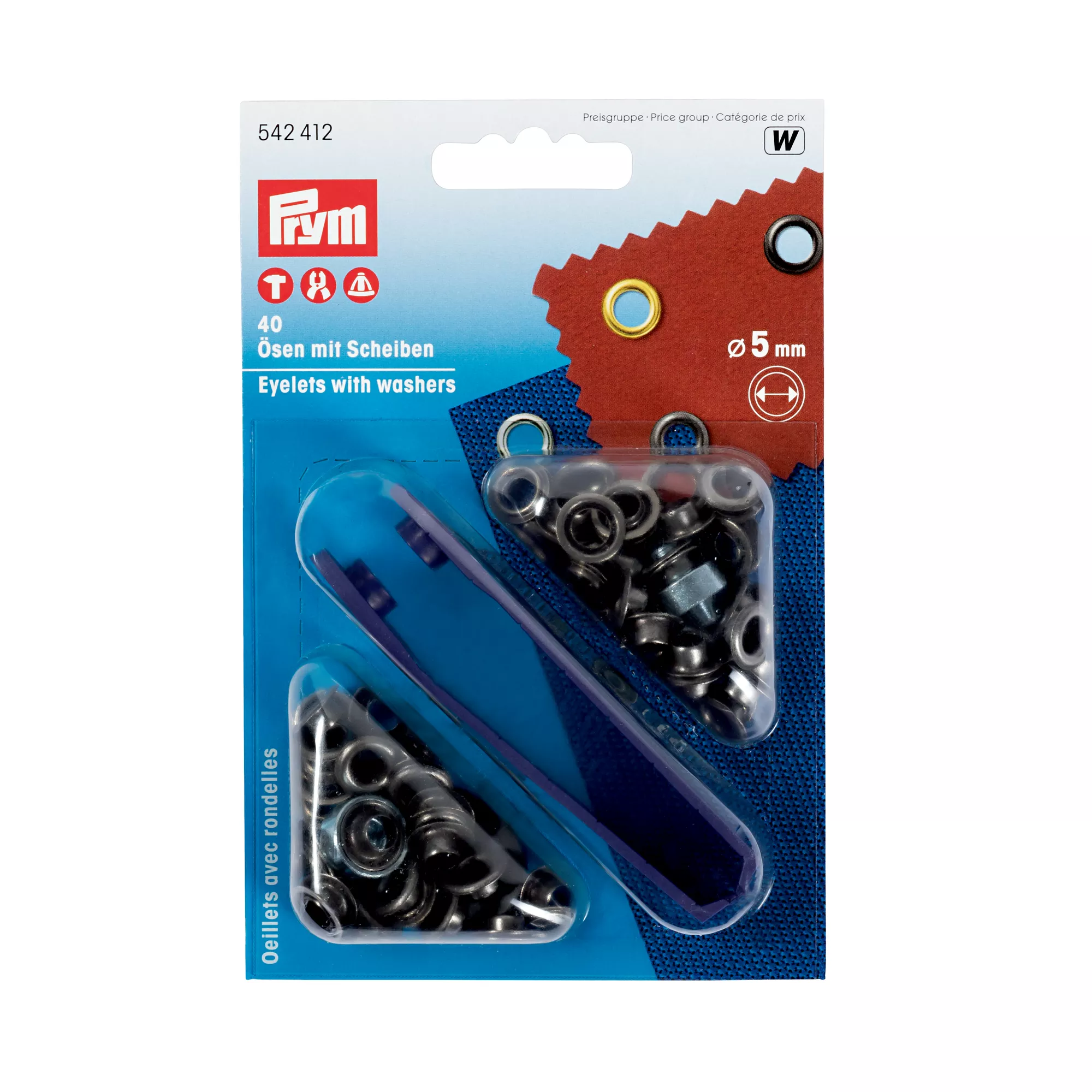 Eyelets and washers, 5.0mm, old iron